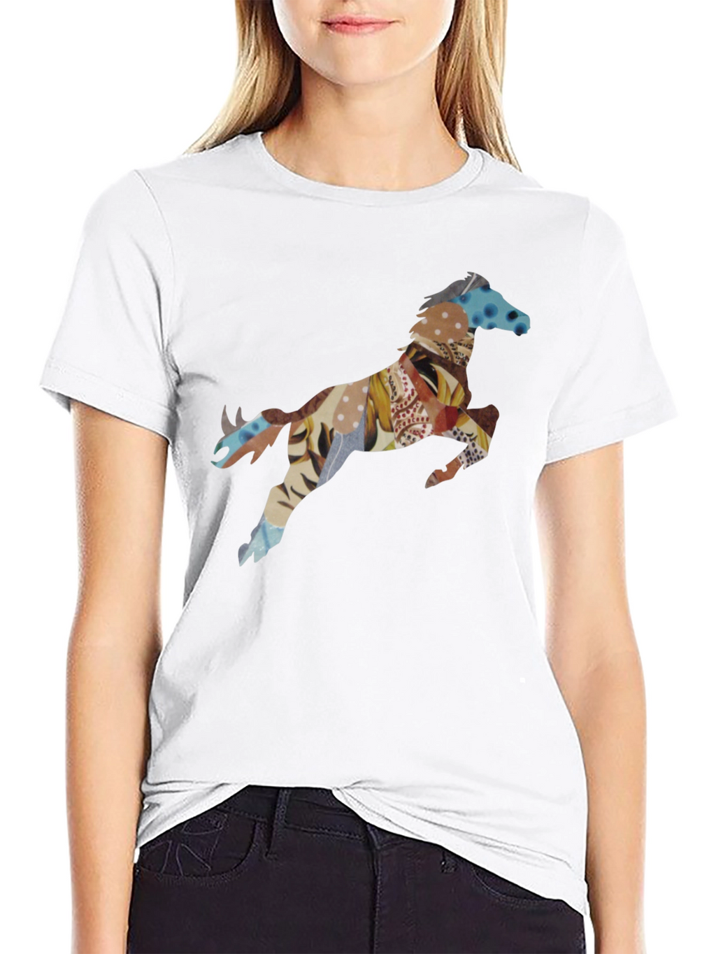 Black T-Shirt with Horse Print