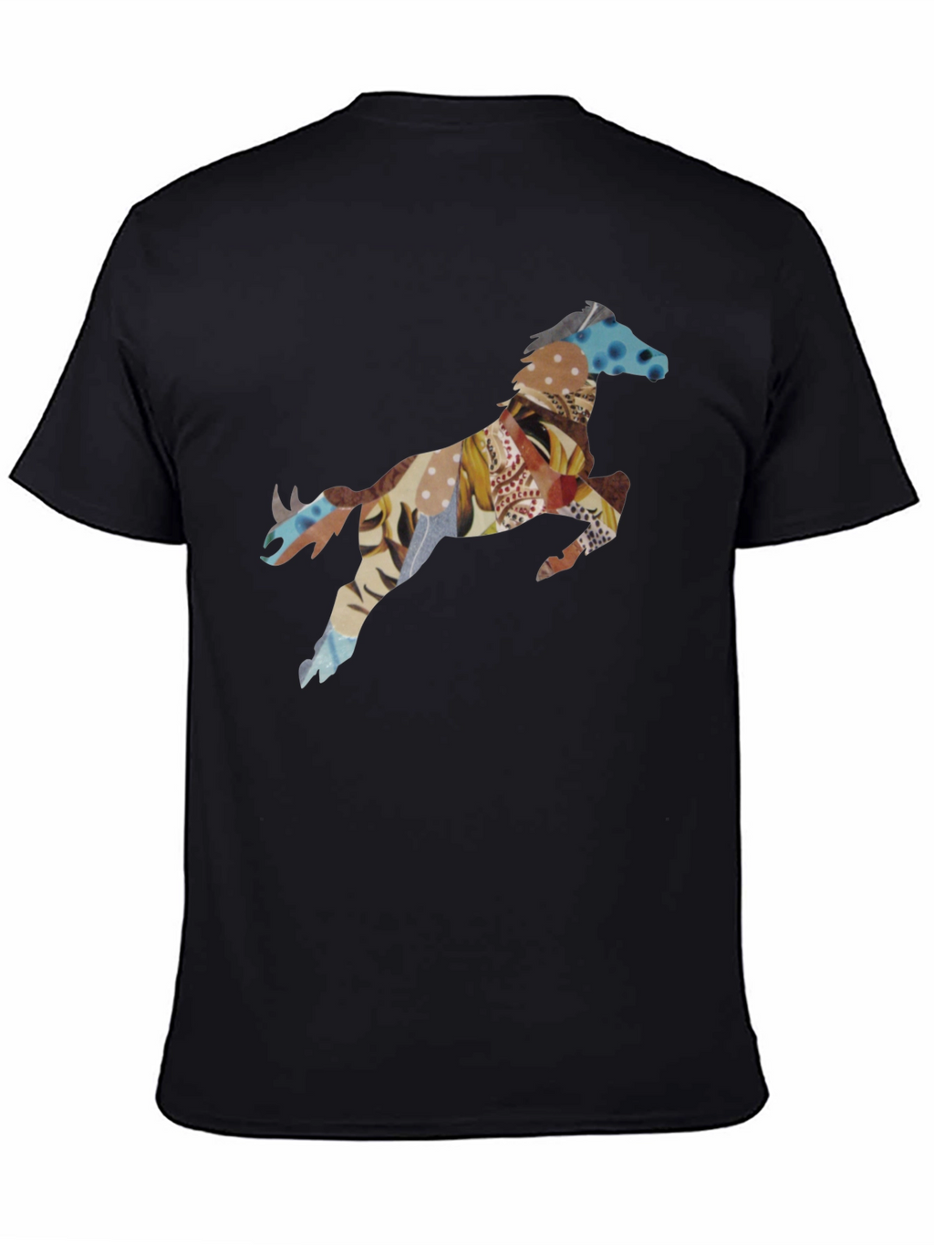 Black T-Shirt with Horse Print