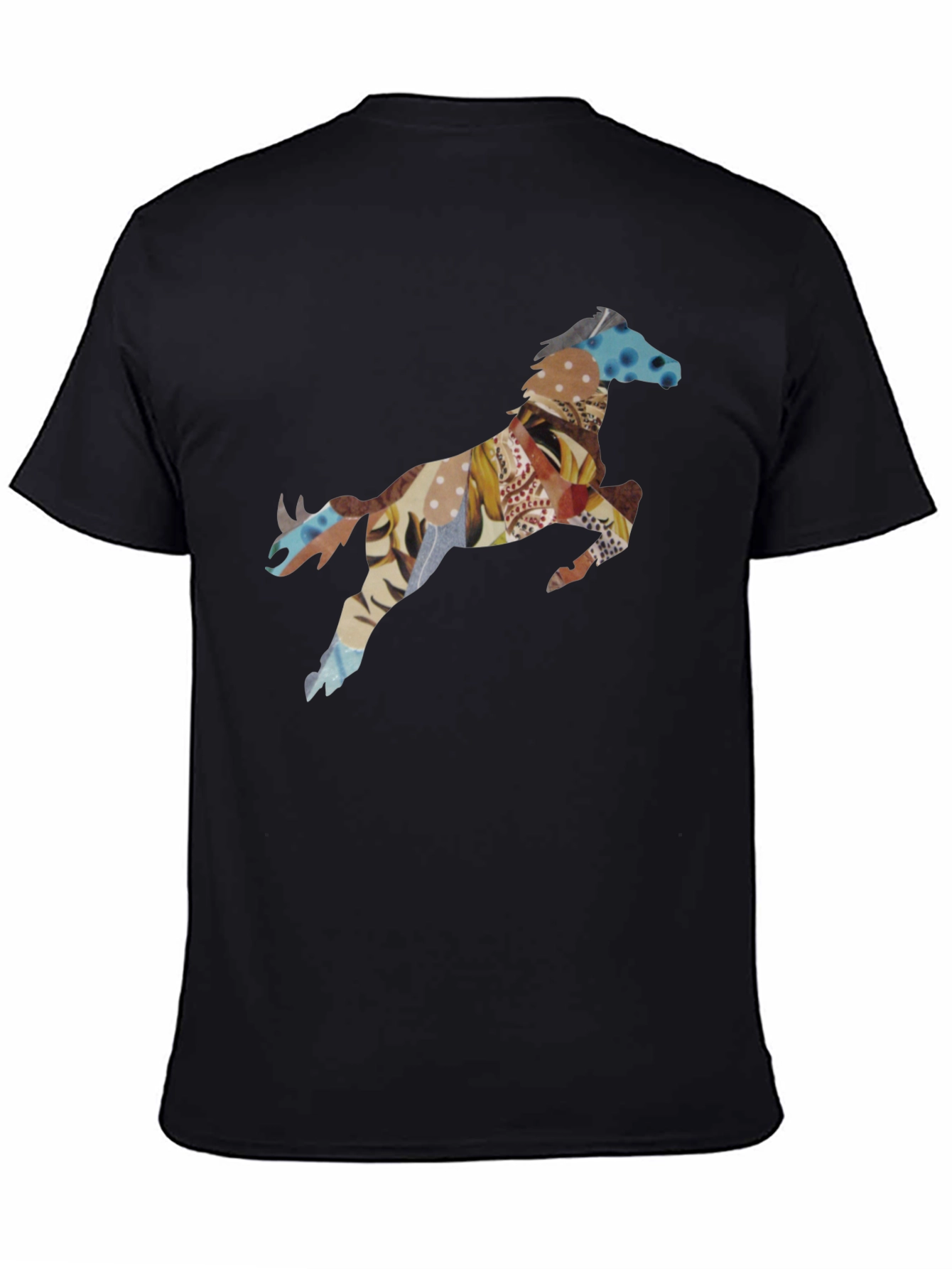 Black T-Shirt with Horse Print