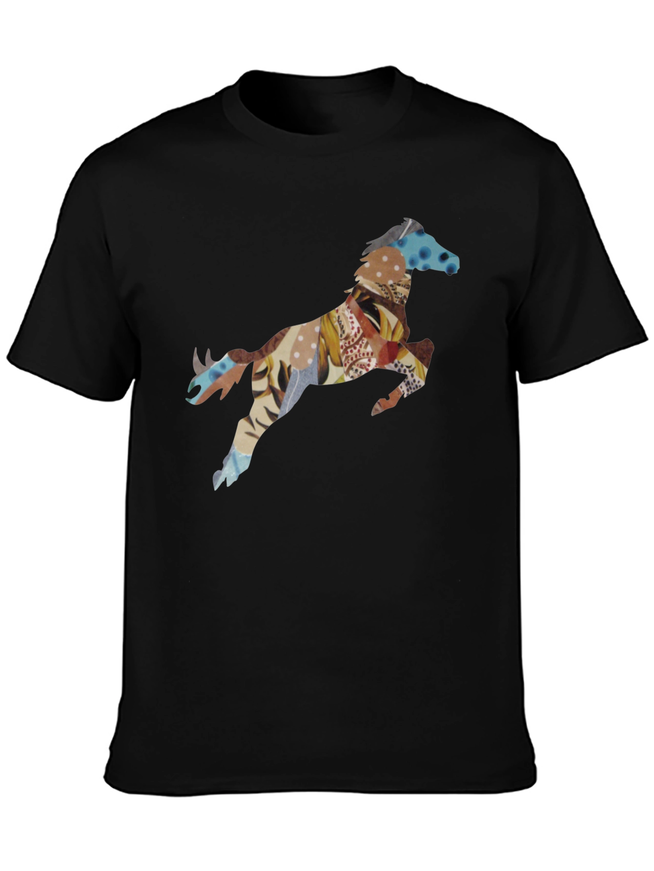Black T-Shirt with Horse Print