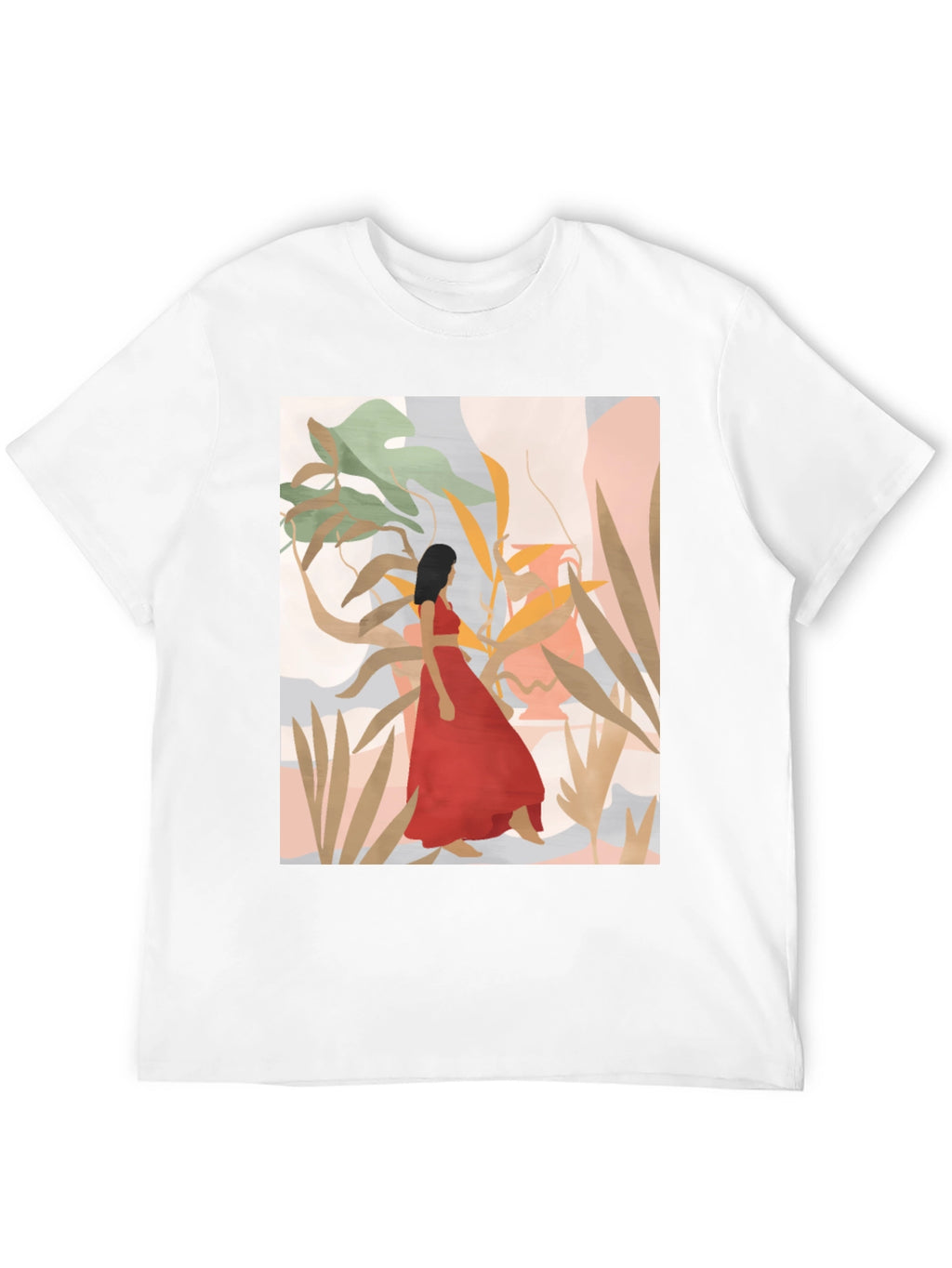 Botanical Woman Graphic Black T-Shirt