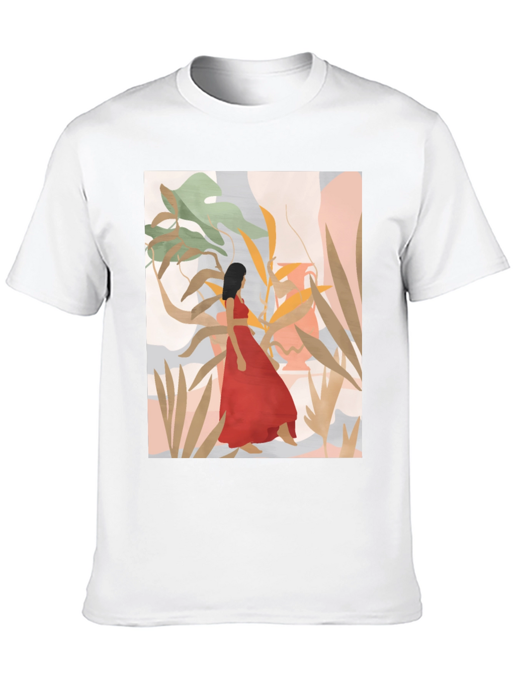 Botanical Woman Graphic Black T-Shirt