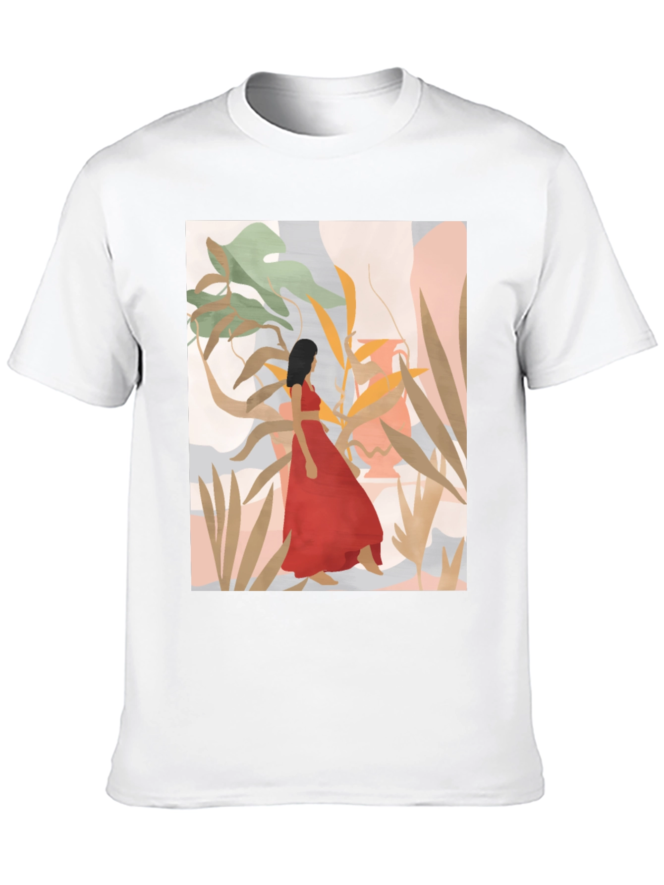 Botanical Woman Graphic Black T-Shirt