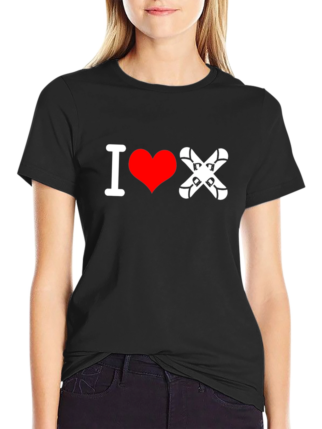 I Love Skiing T-Shirt - Black Cotton Tee