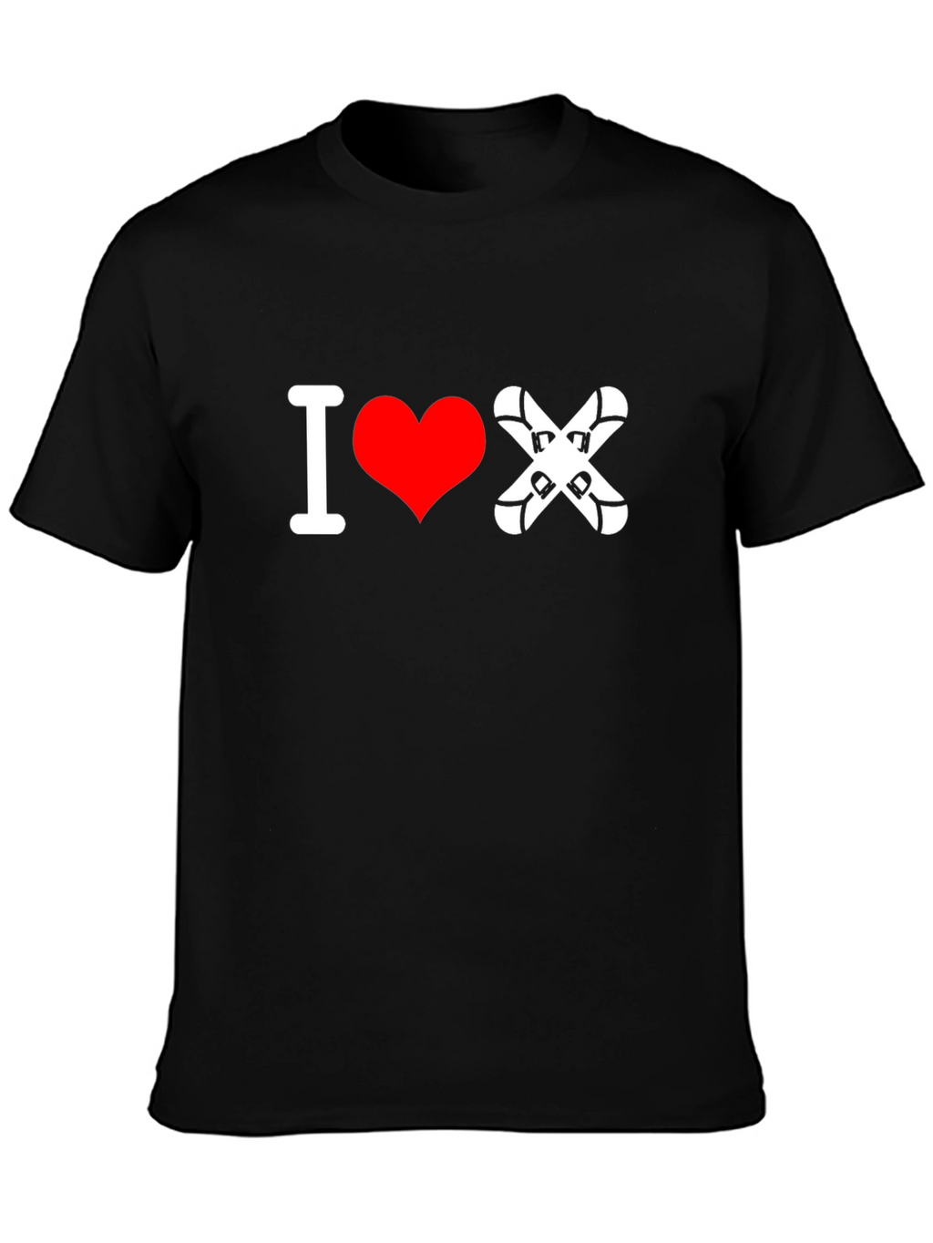 I Love Skiing T-Shirt - Black Cotton Tee