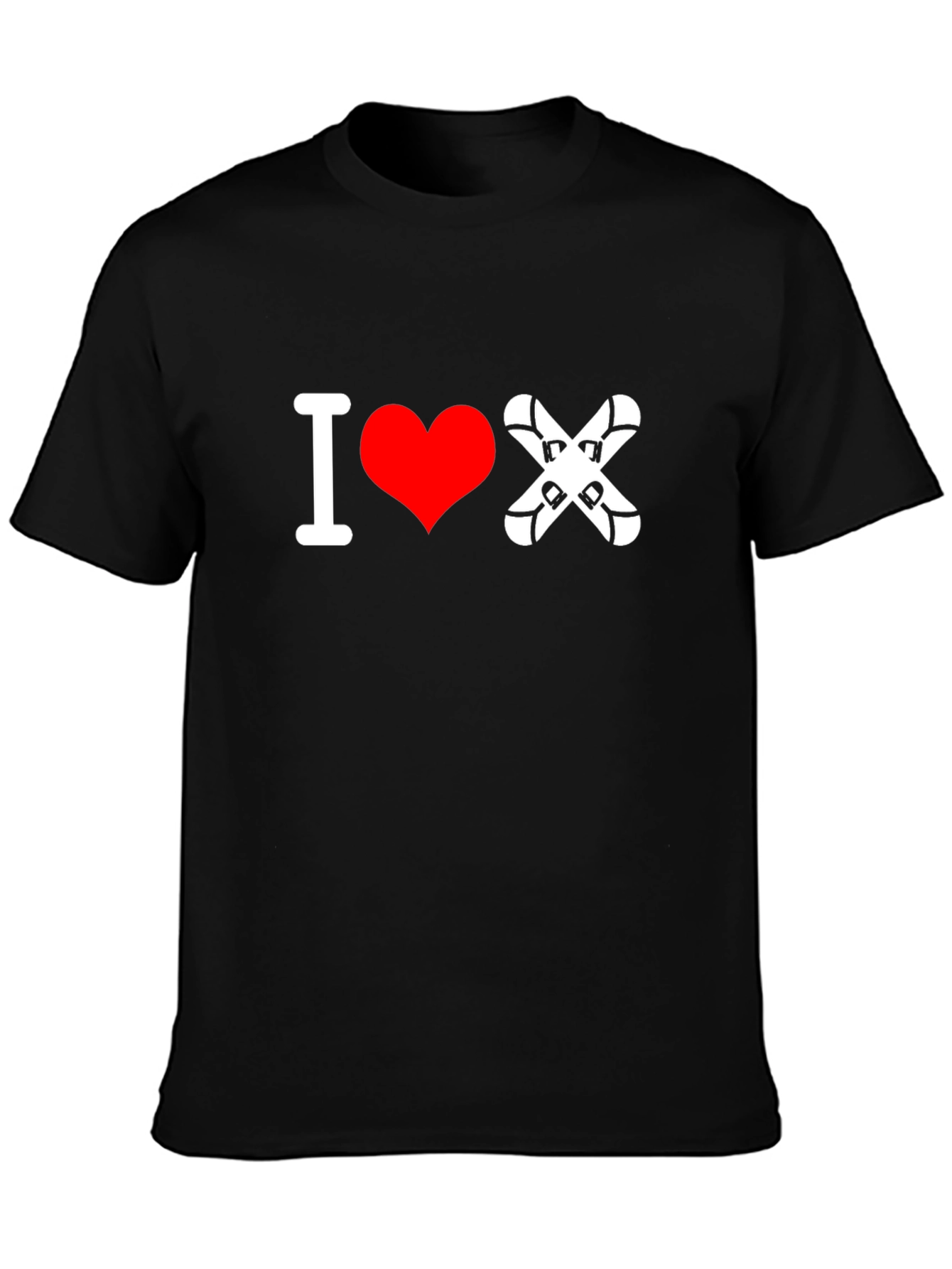 I Love Skiing T-Shirt - Black Cotton Tee