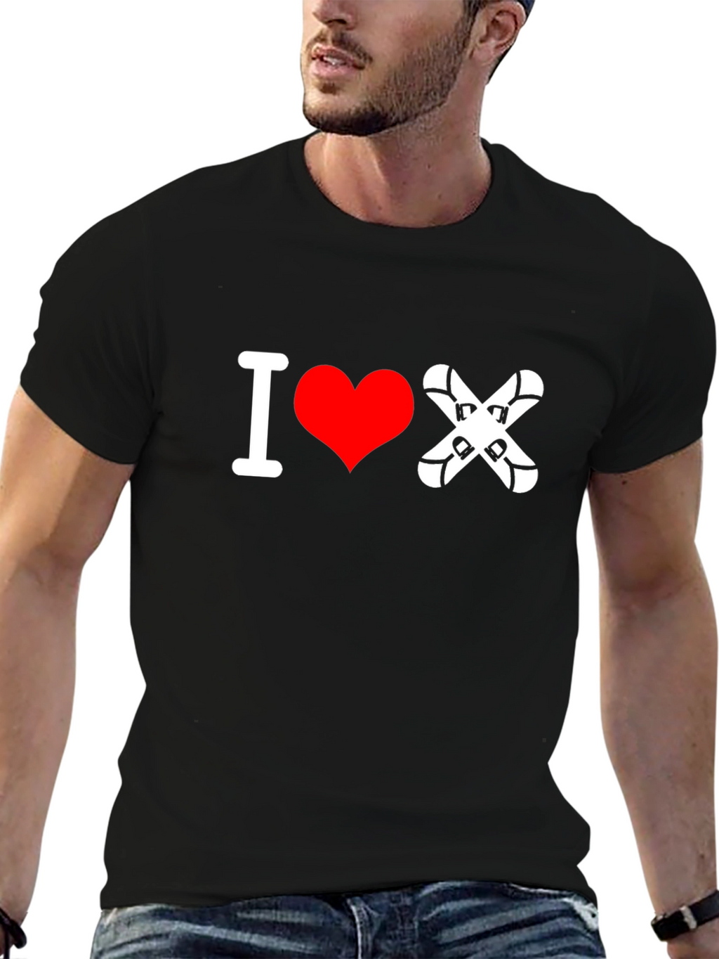 I Love Skiing T-Shirt - Black Cotton Tee