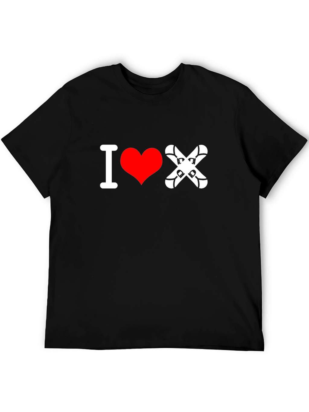 I Love Skiing T-Shirt - Black Cotton Tee