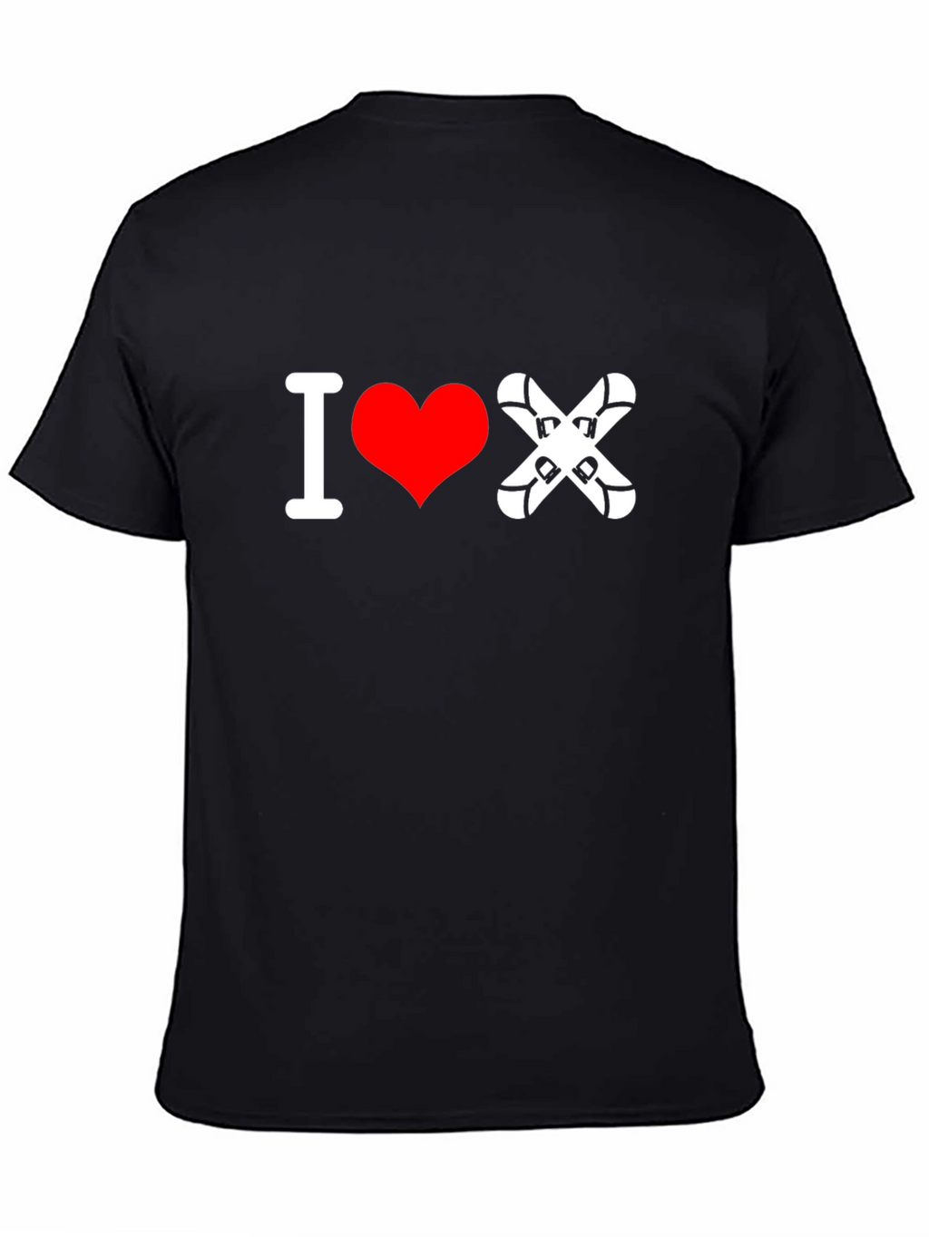 I Love Skiing T-Shirt - Black Cotton Tee