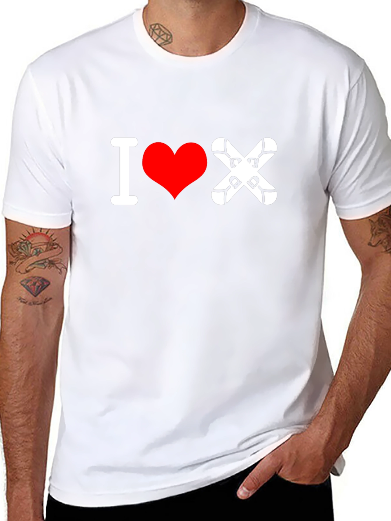 I Love Skiing T-Shirt - Black Cotton Tee