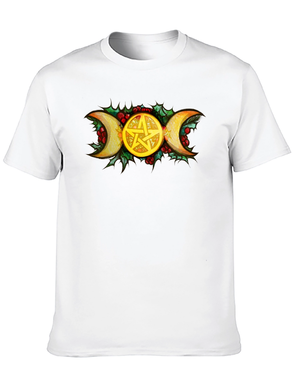 Triple Moon Goddess Pentacle Black T-Shirt