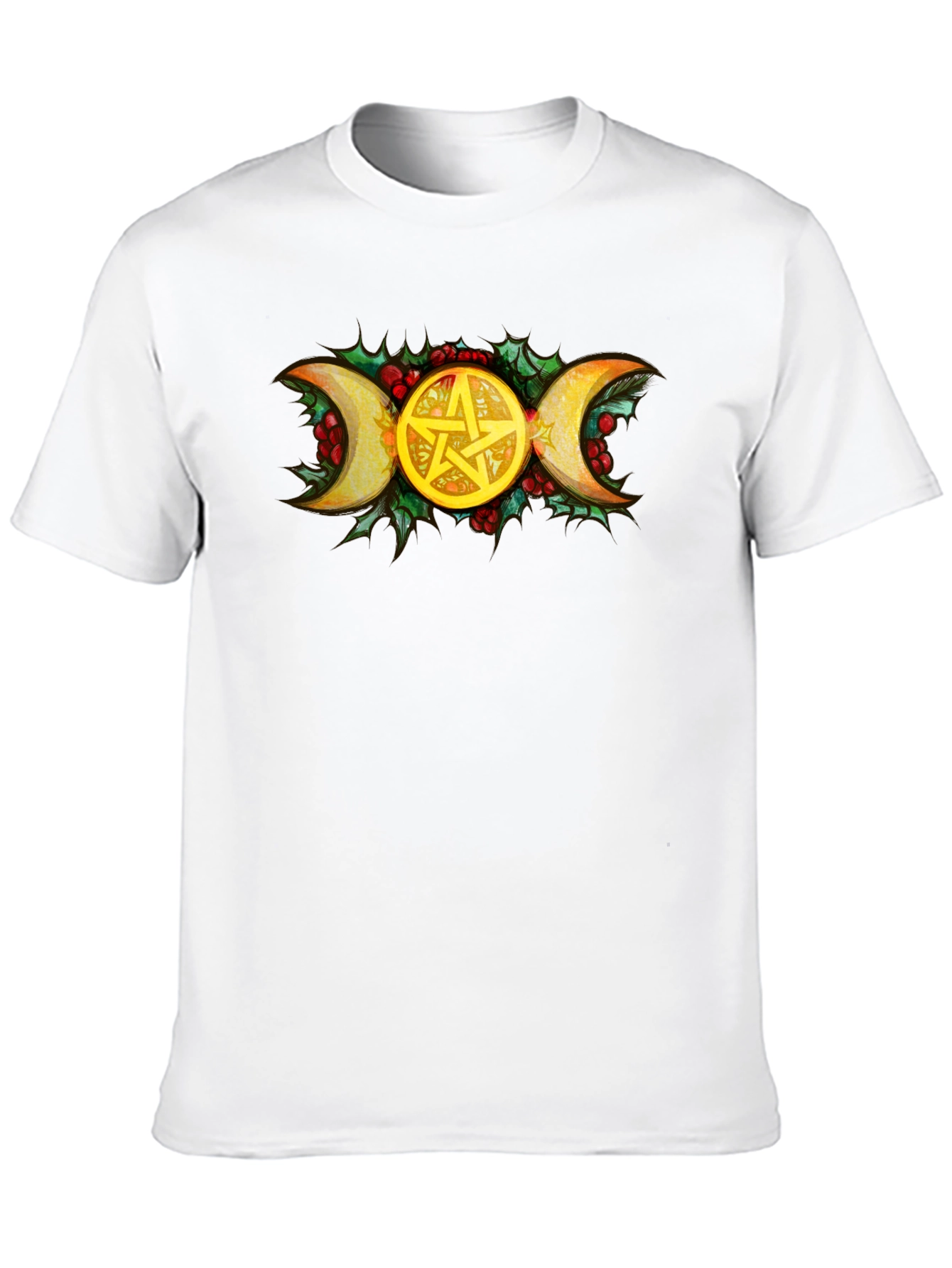 Triple Moon Goddess Pentacle Black T-Shirt