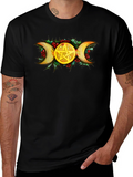 Triple Moon Goddess Pentacle Black T-Shirt