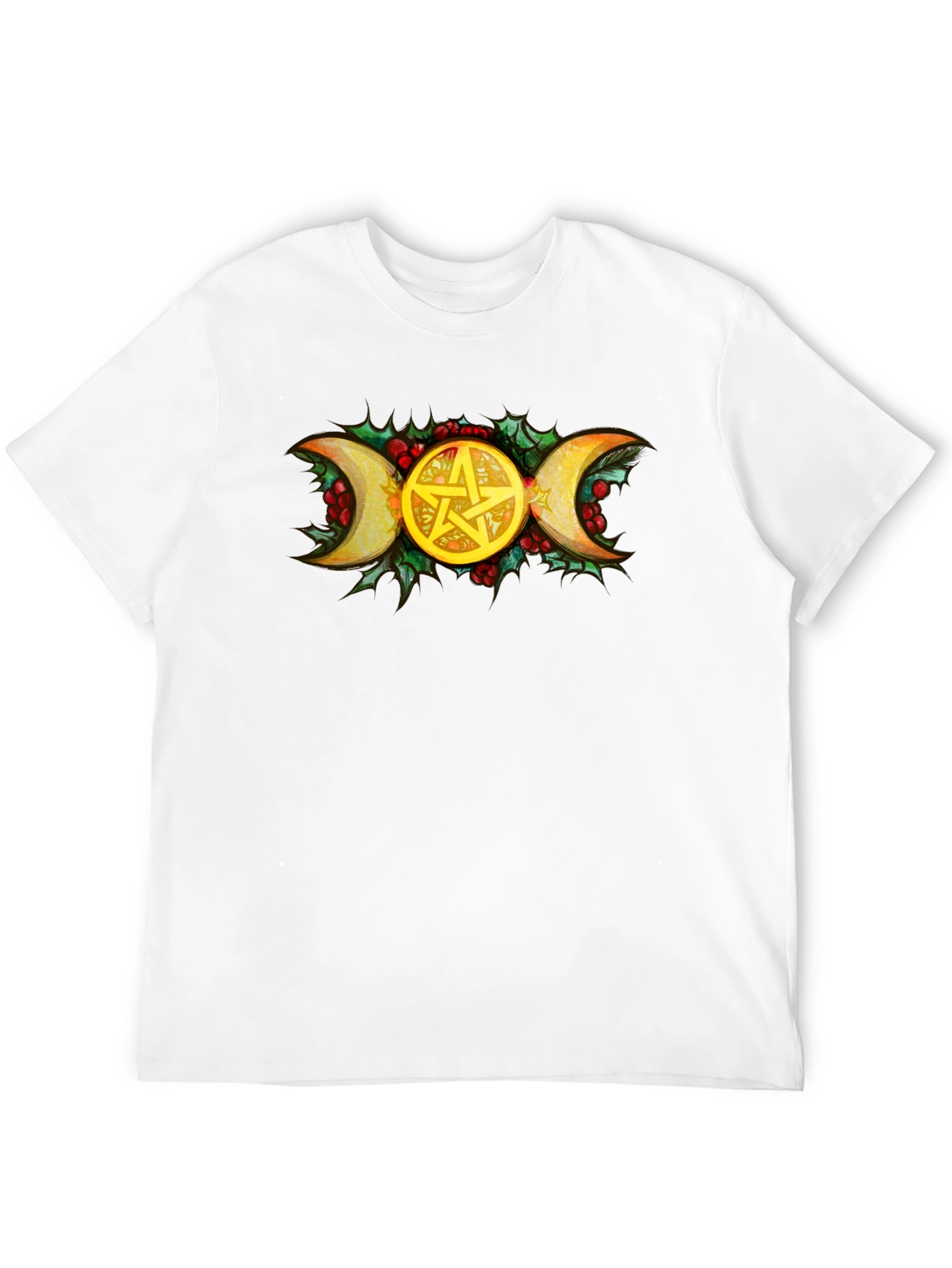 Triple Moon Goddess Pentacle Black T-Shirt