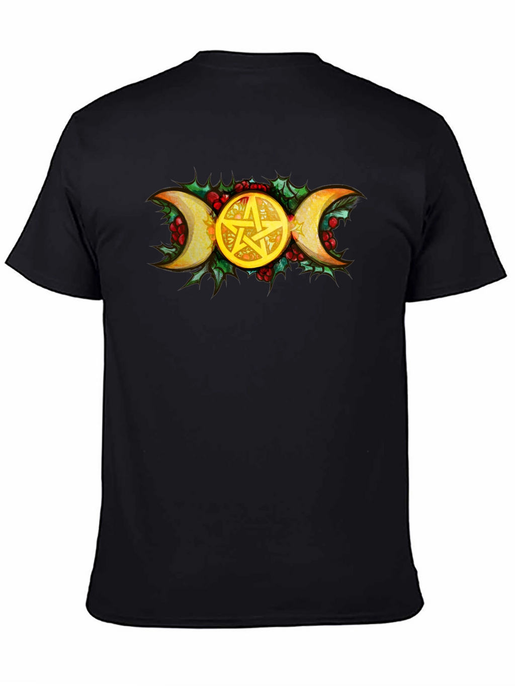 Triple Moon Goddess Pentacle Black T-Shirt