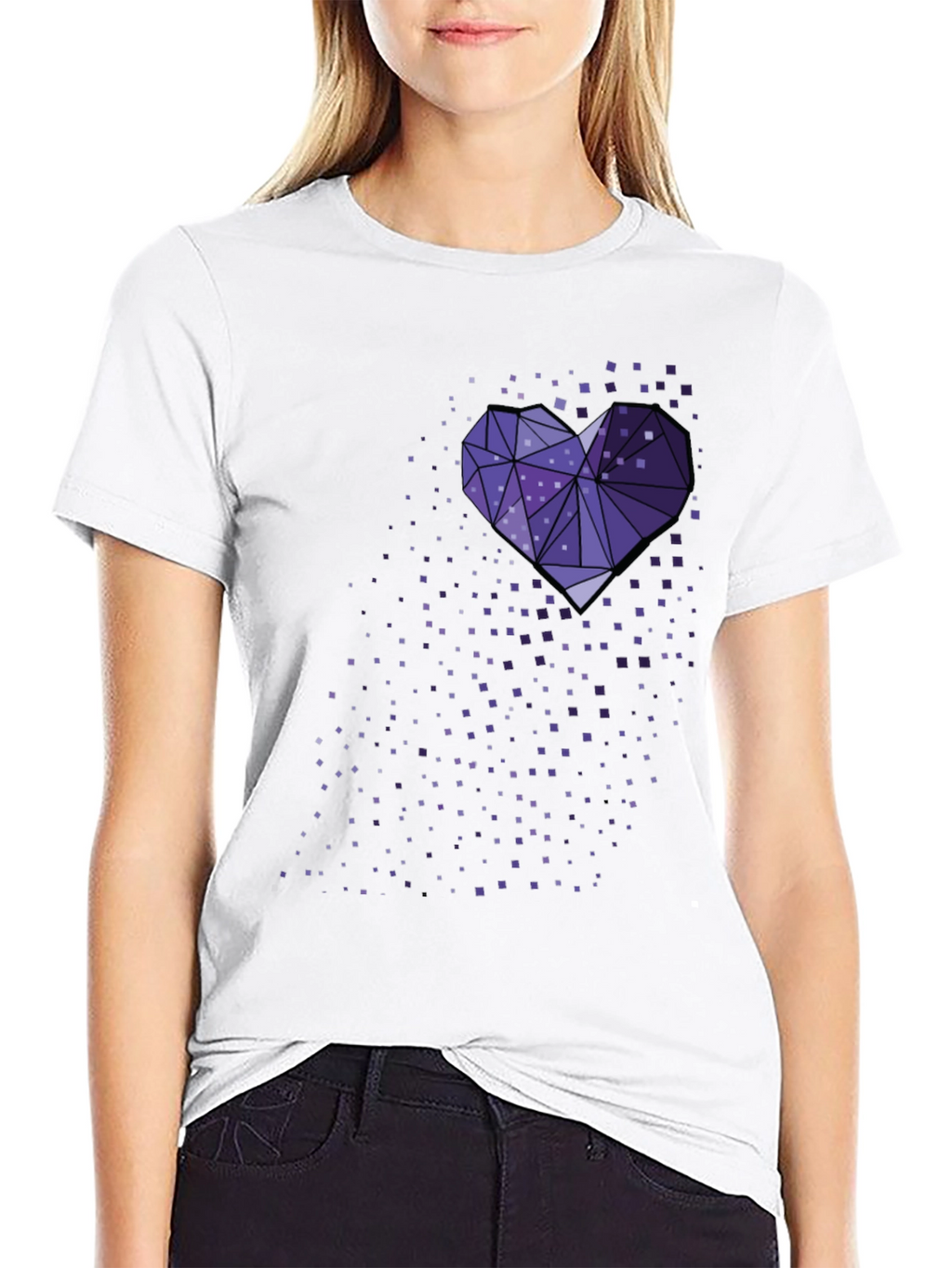 Geometric Heart Tee - Black Graphic T-Shirt