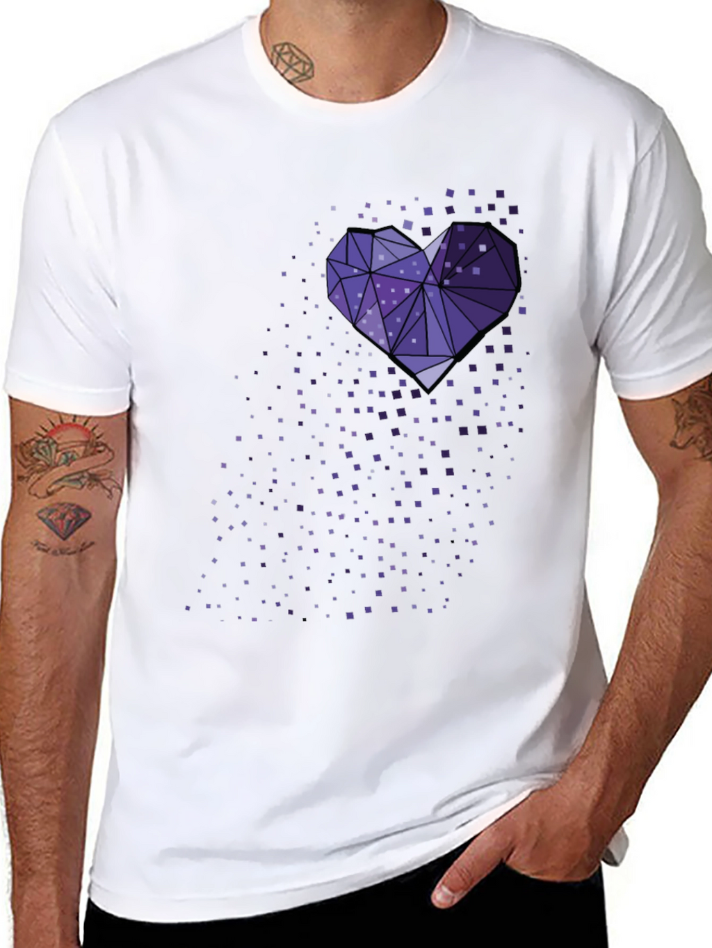 Geometric Heart Tee - Black Graphic T-Shirt