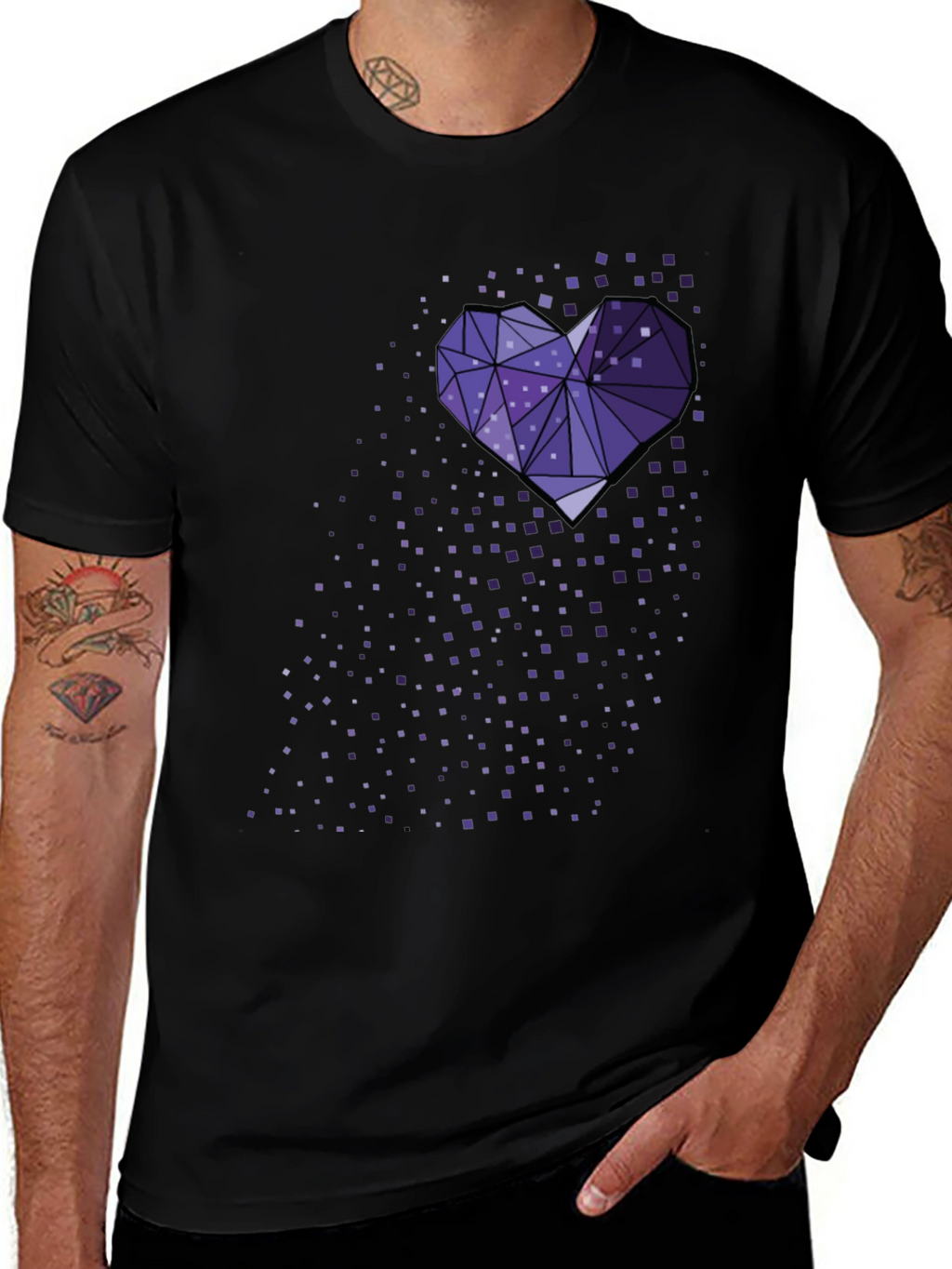 Geometric Heart Tee - Black Graphic T-Shirt