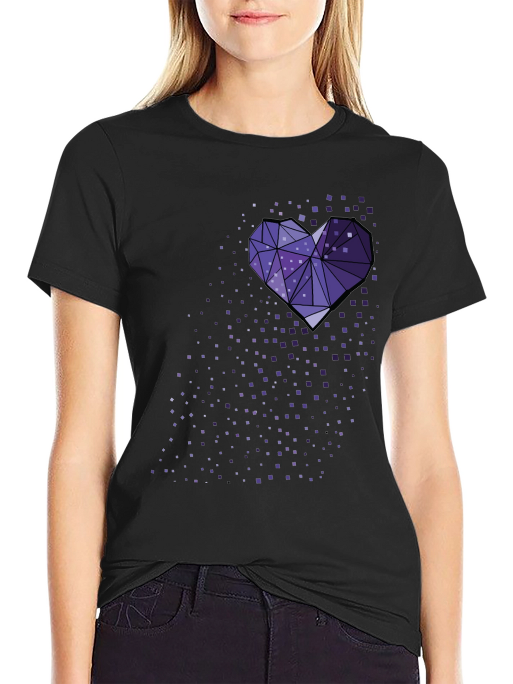 Geometric Heart Tee - Black Graphic T-Shirt
