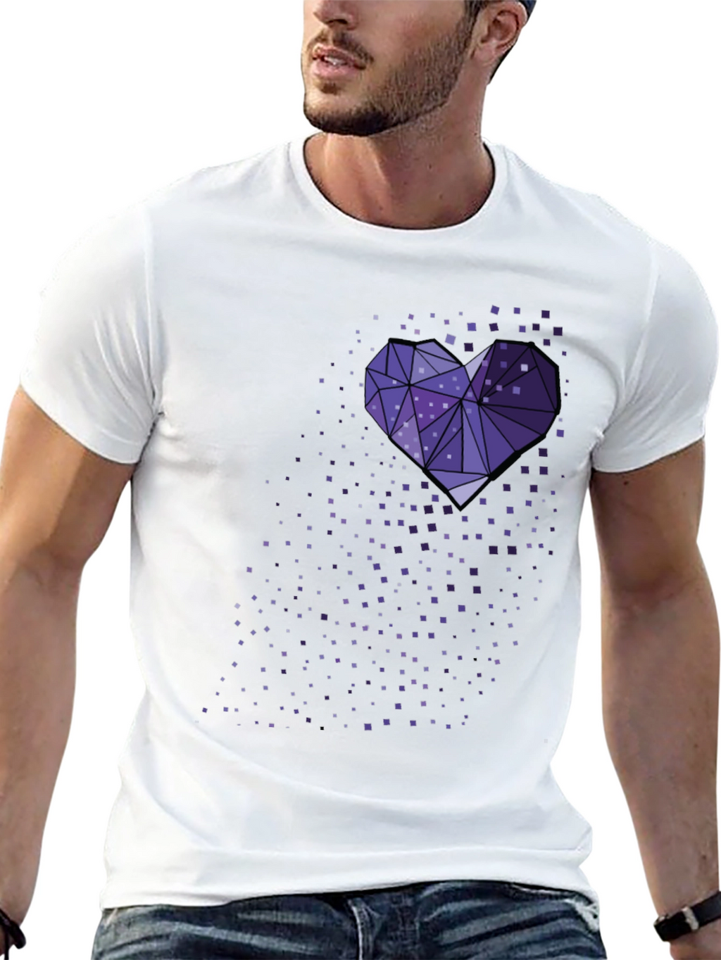 Geometric Heart Tee - Black Graphic T-Shirt