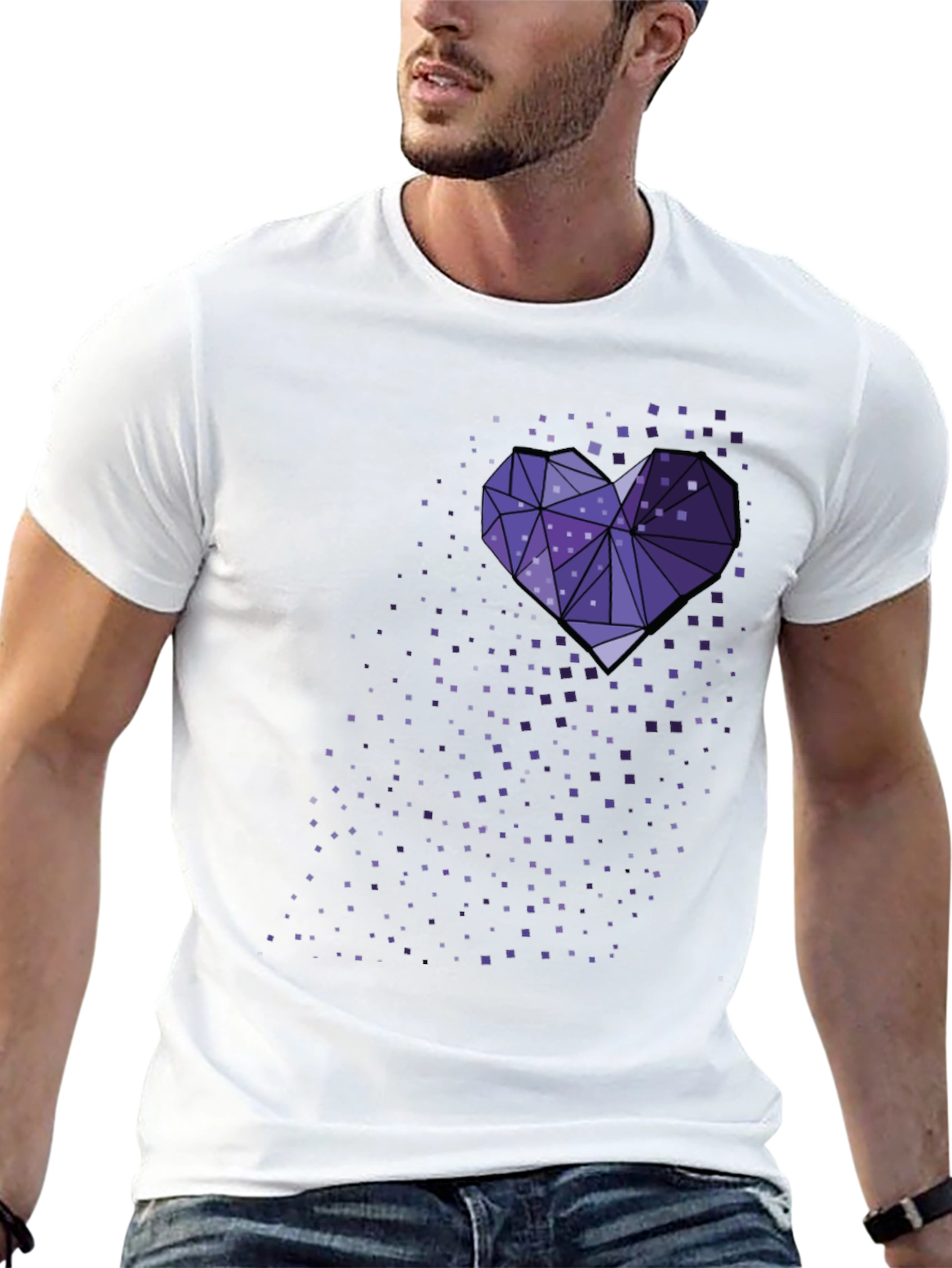 Geometric Heart Tee - Black Graphic T-Shirt