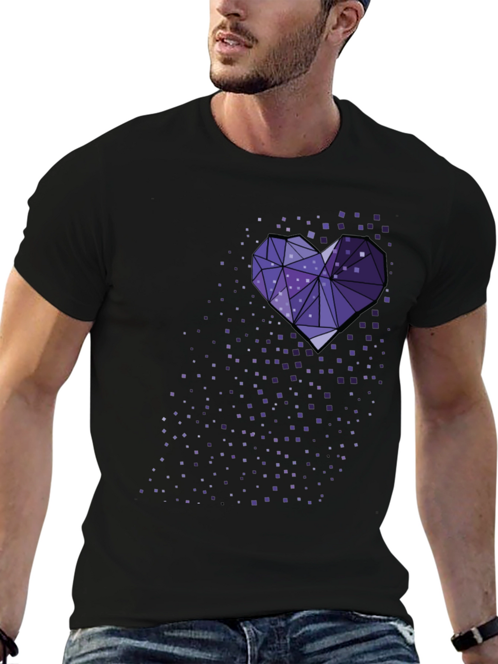 Geometric Heart Tee - Black Graphic T-Shirt