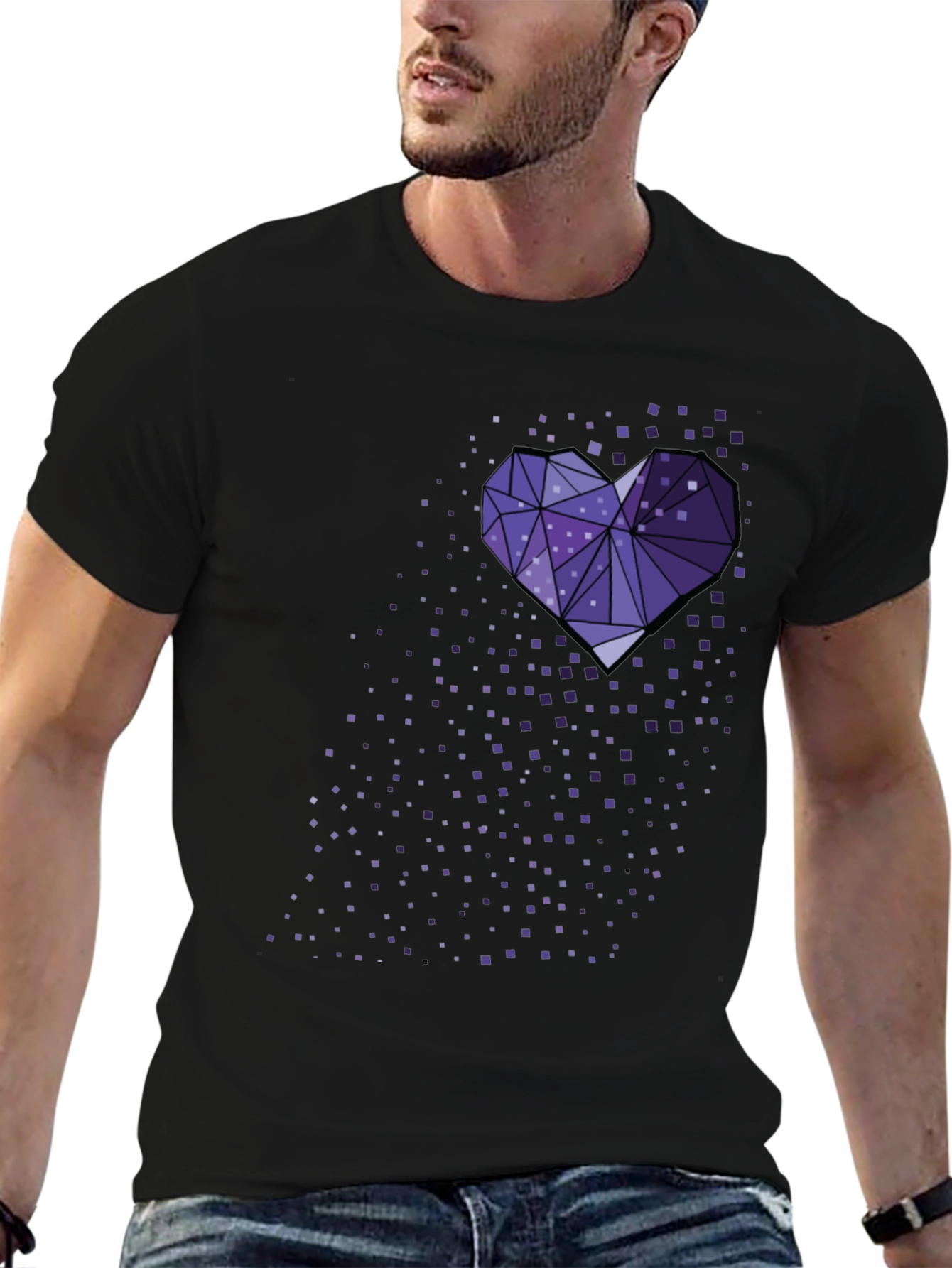 Geometric Heart Tee - Black Graphic T-Shirt