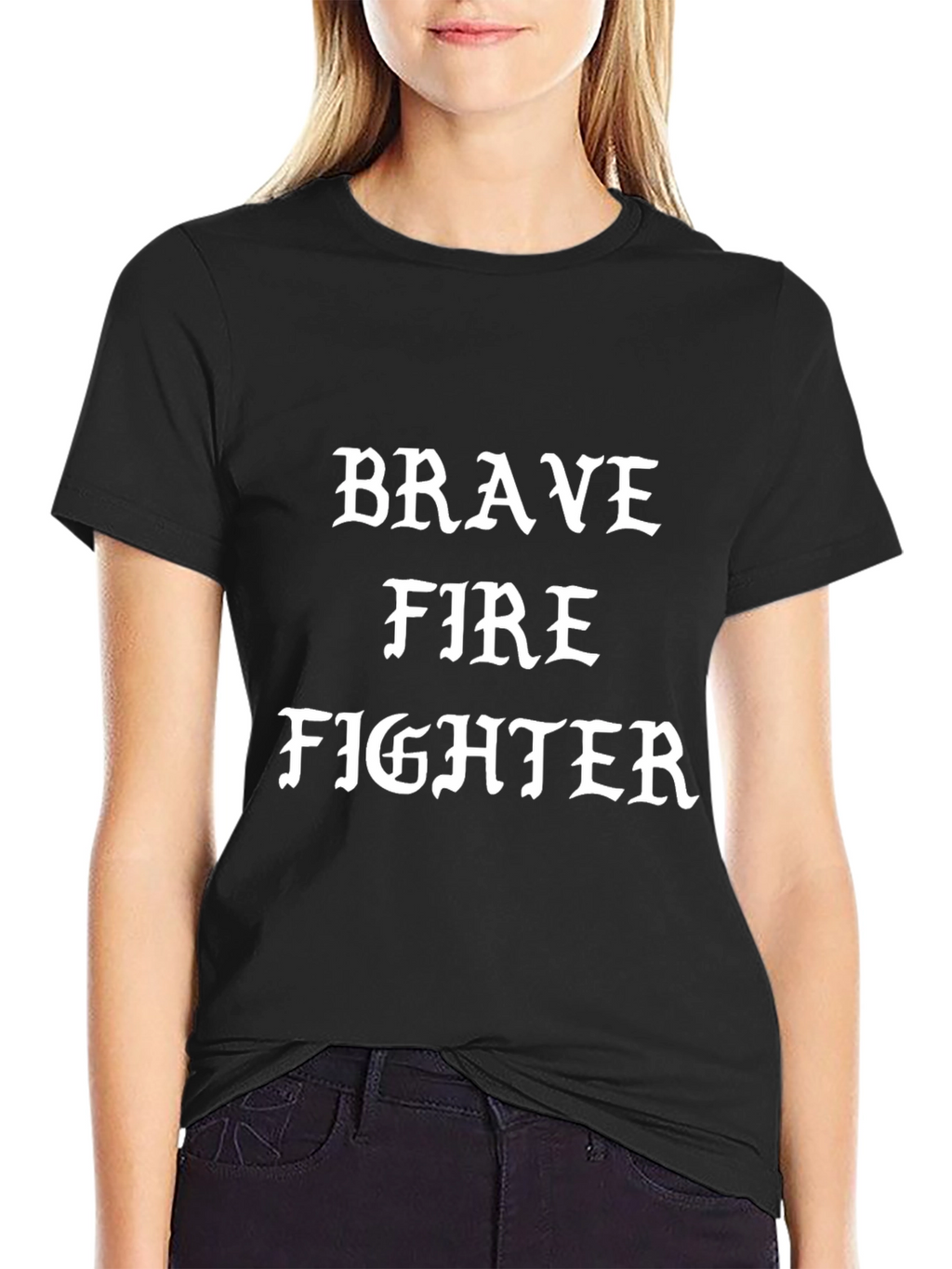Brave Firefighter Graphic Tee - Black Cotton T-Shirt