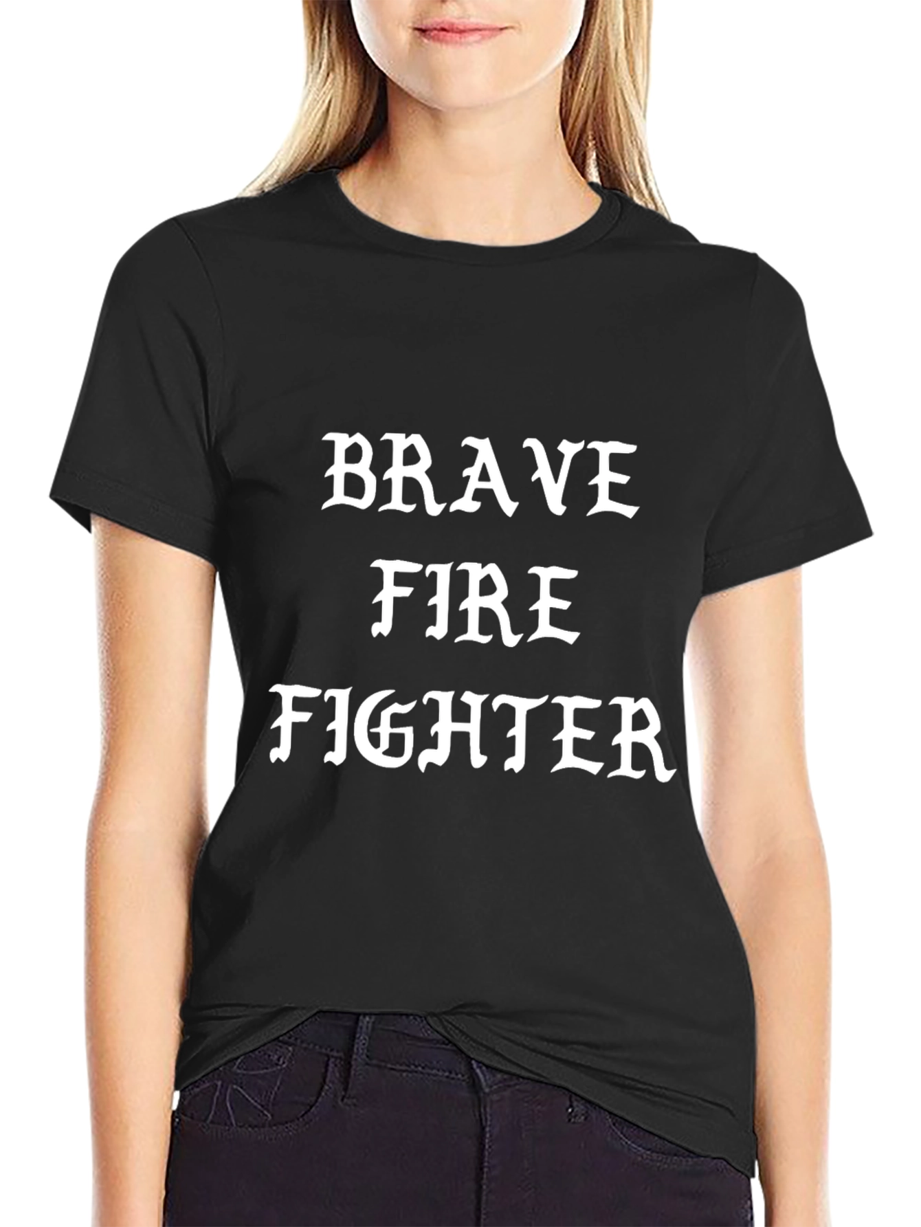 Brave Firefighter Graphic Tee - Black Cotton T-Shirt