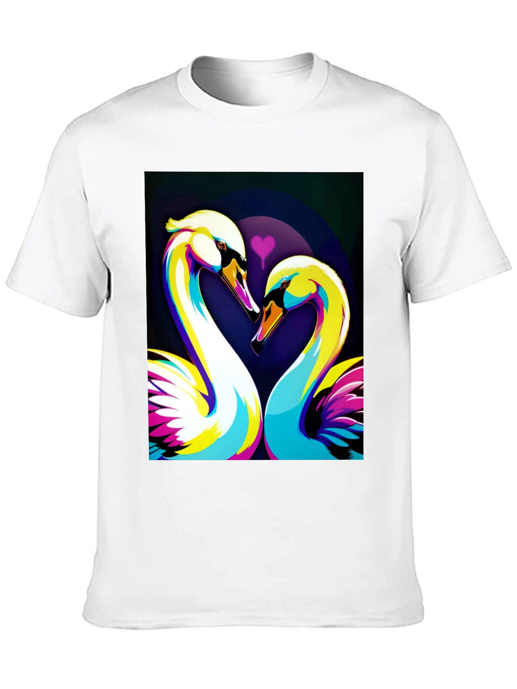 Swan Love Graphic Tee - Stylish Black T-Shirt