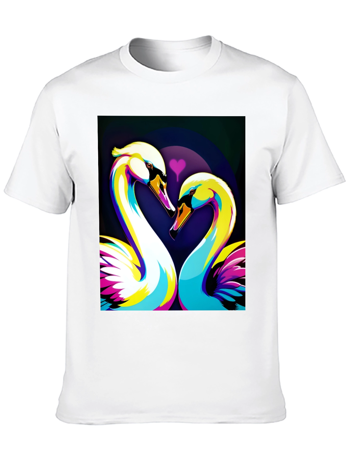Swan Love Graphic Tee - Stylish Black T-Shirt