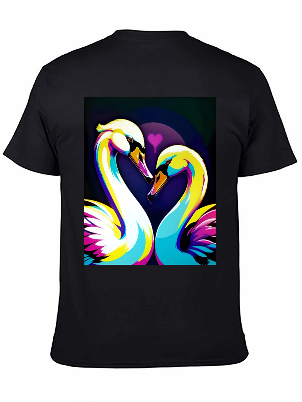 Swan Love Graphic Tee - Stylish Black T-Shirt