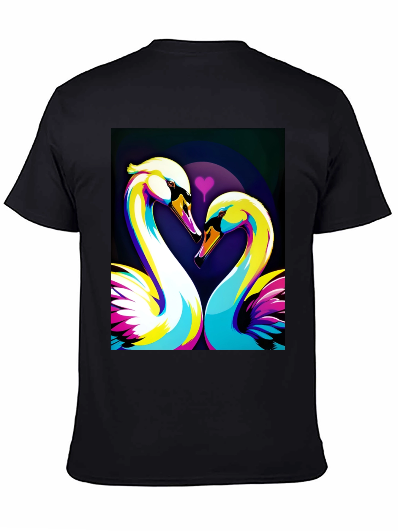 Swan Love Graphic Tee - Stylish Black T-Shirt