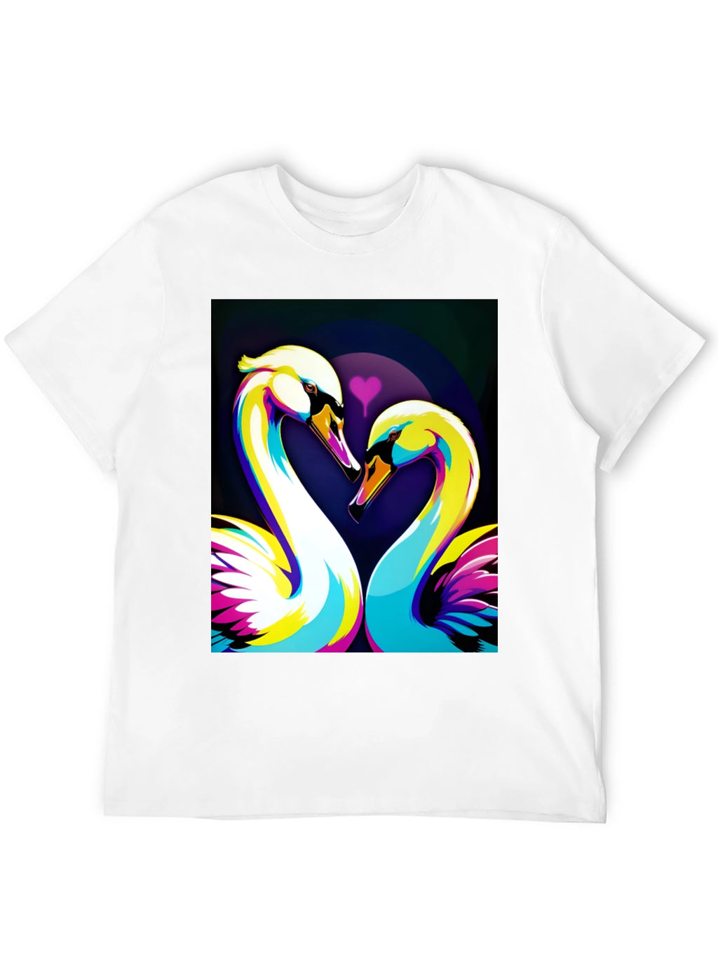 Swan Love Graphic Tee - Stylish Black T-Shirt