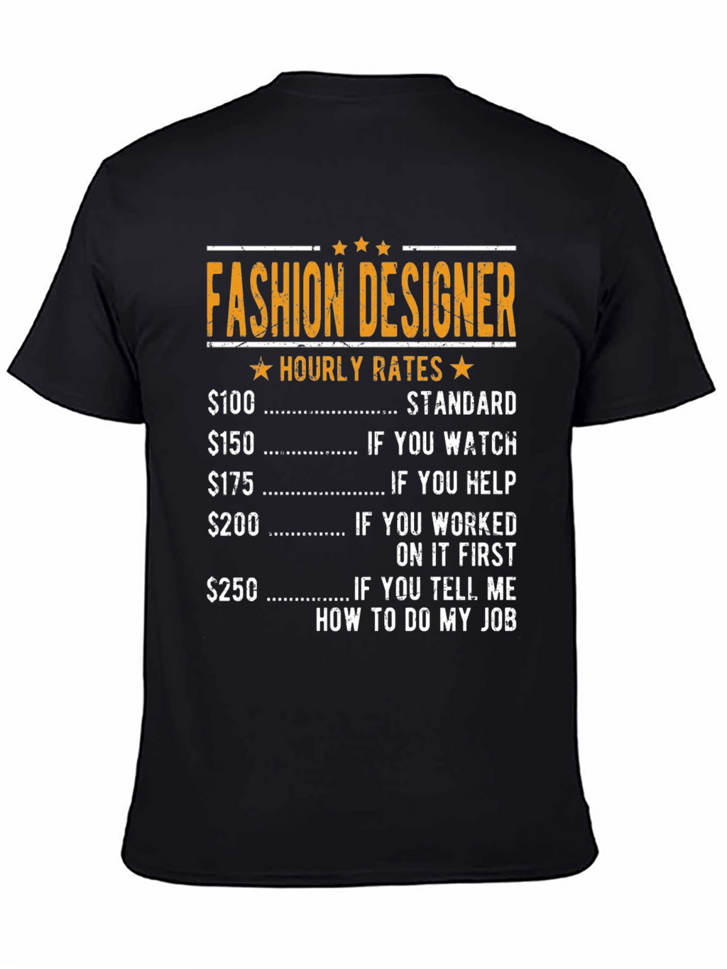Fashion Designer Hourly Rate Humor T-Shirt