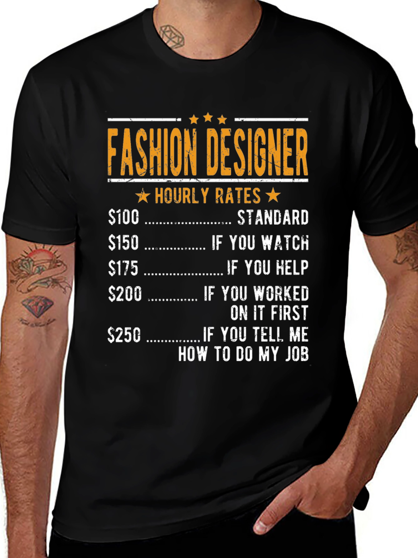 Fashion Designer Hourly Rate Humor T-Shirt