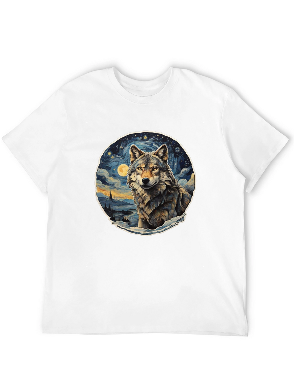 Wolf Starry Night Graphic Tee
