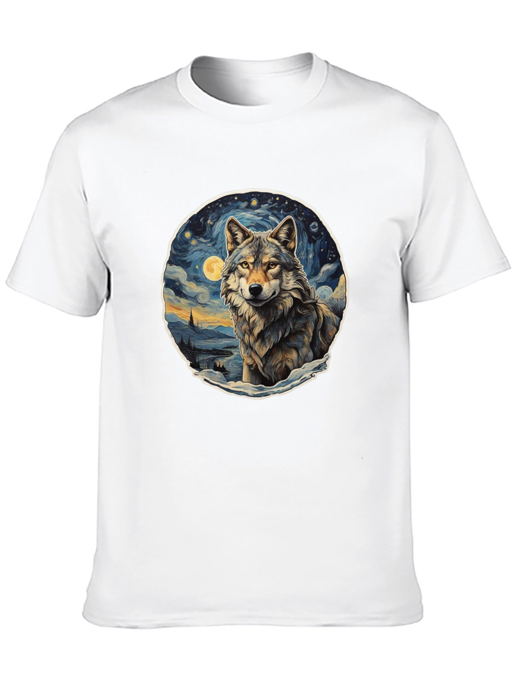 Wolf Starry Night Graphic Tee
