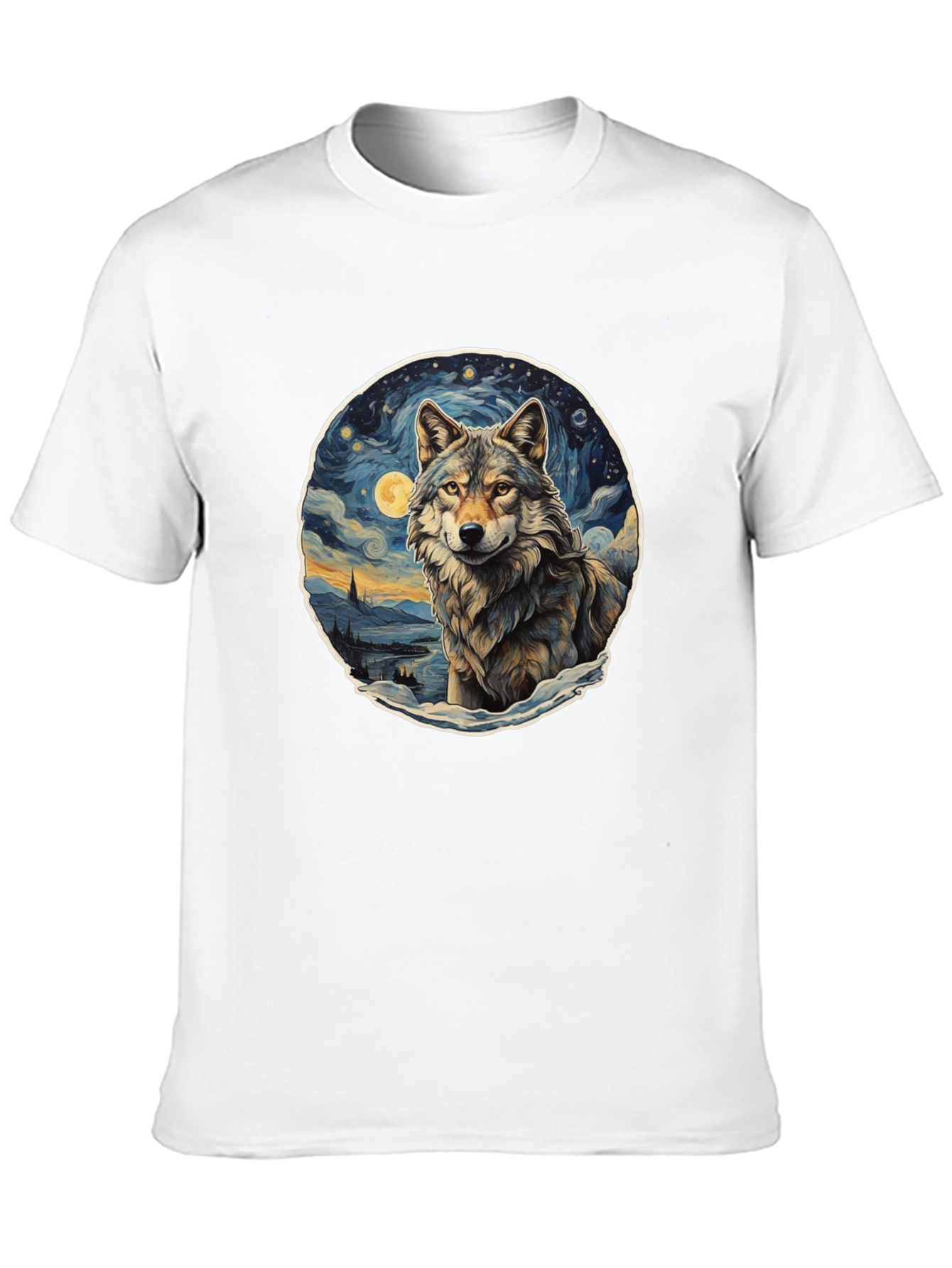 Wolf Starry Night Graphic Tee