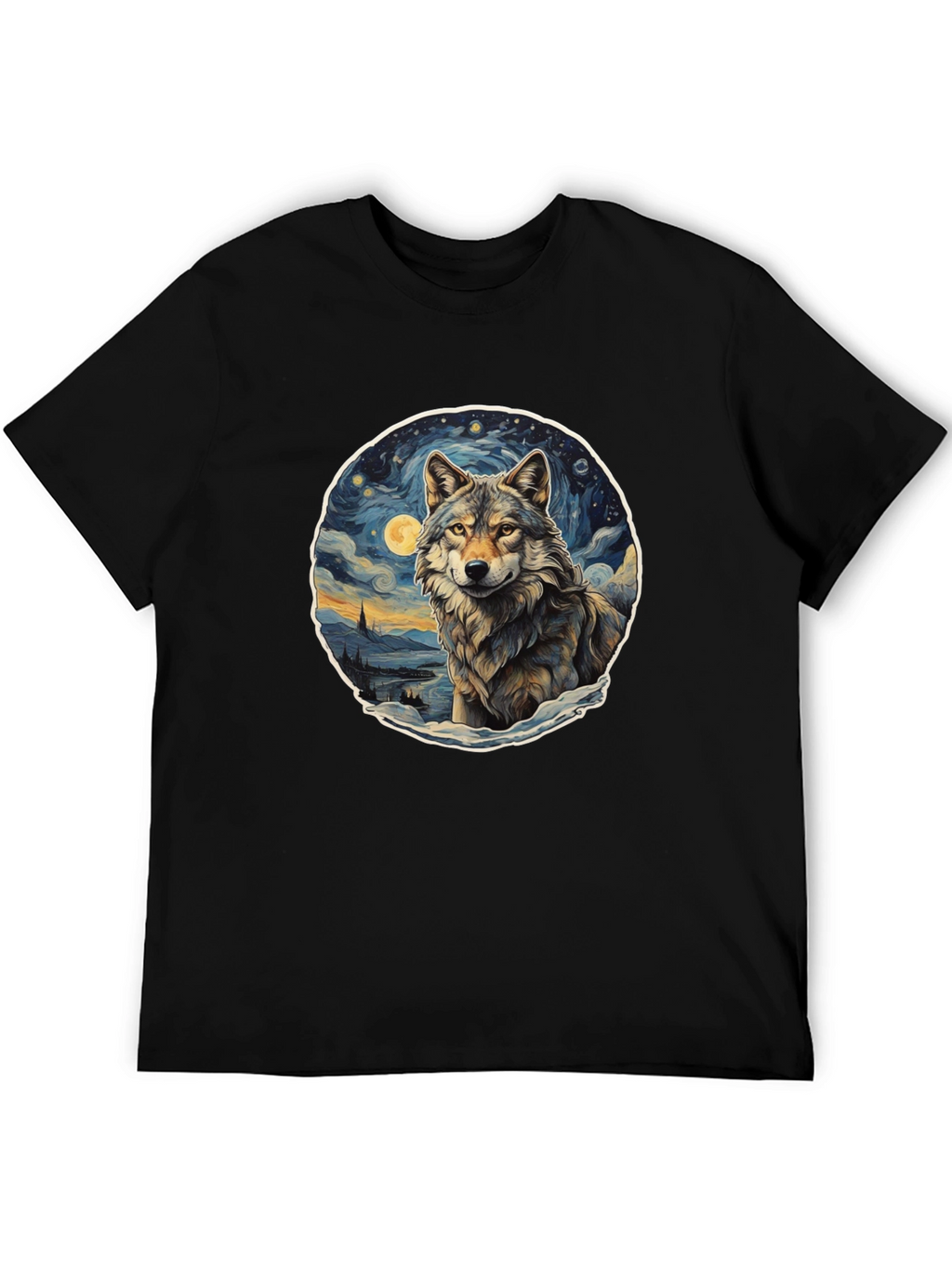 Wolf Starry Night Graphic Tee