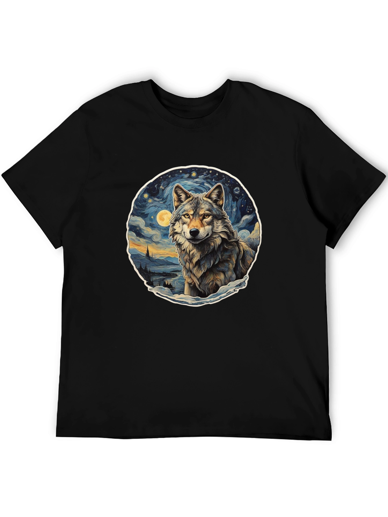 Wolf Starry Night Graphic Tee