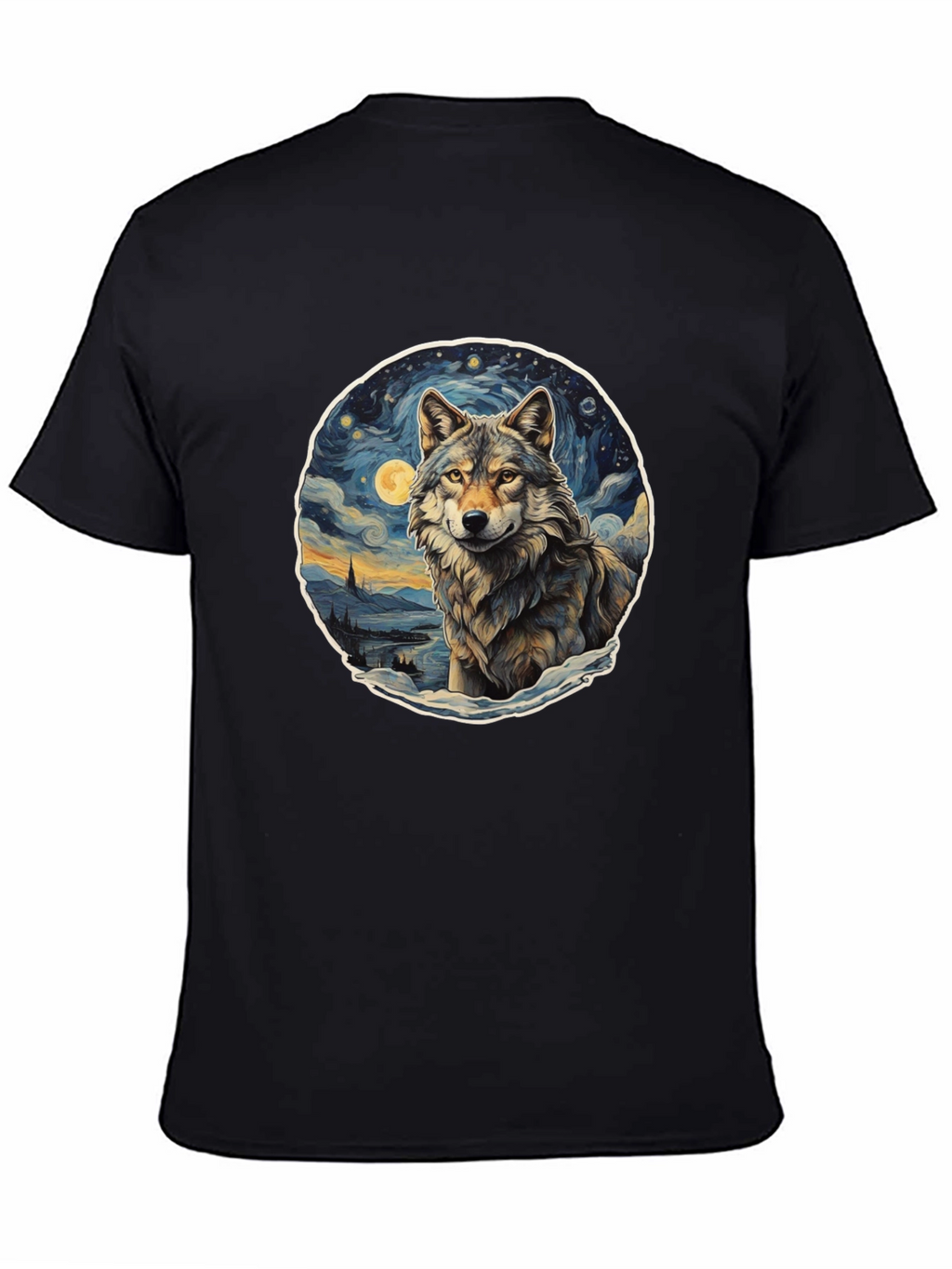 Wolf Starry Night Graphic Tee