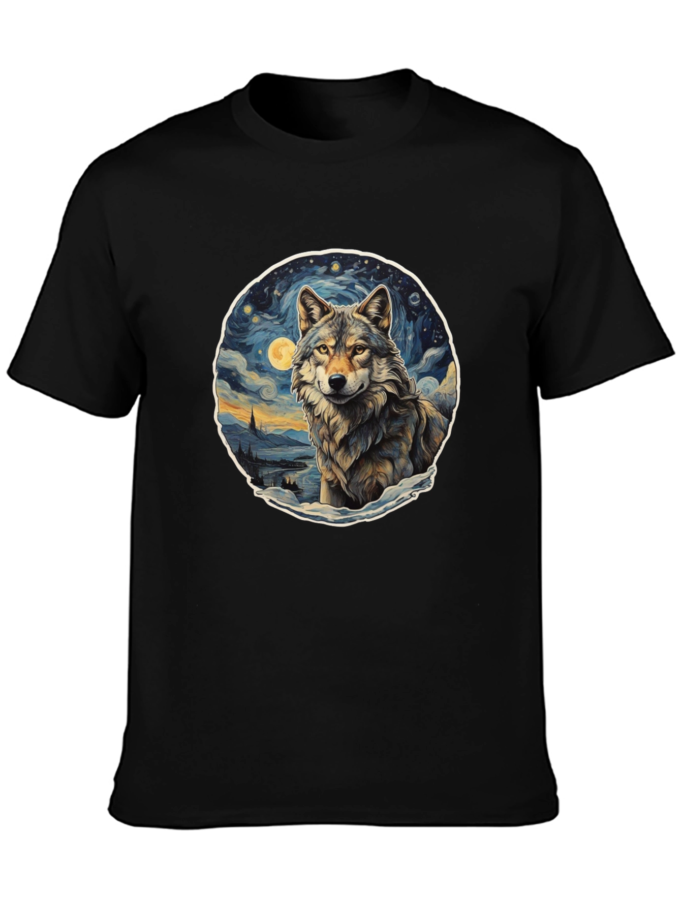 Wolf Starry Night Graphic Tee