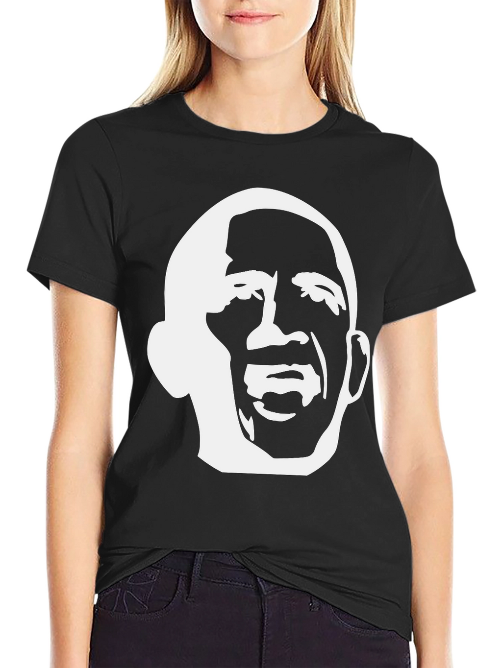 Bold Graphic Tee - White Silhouette on Black Cotton
