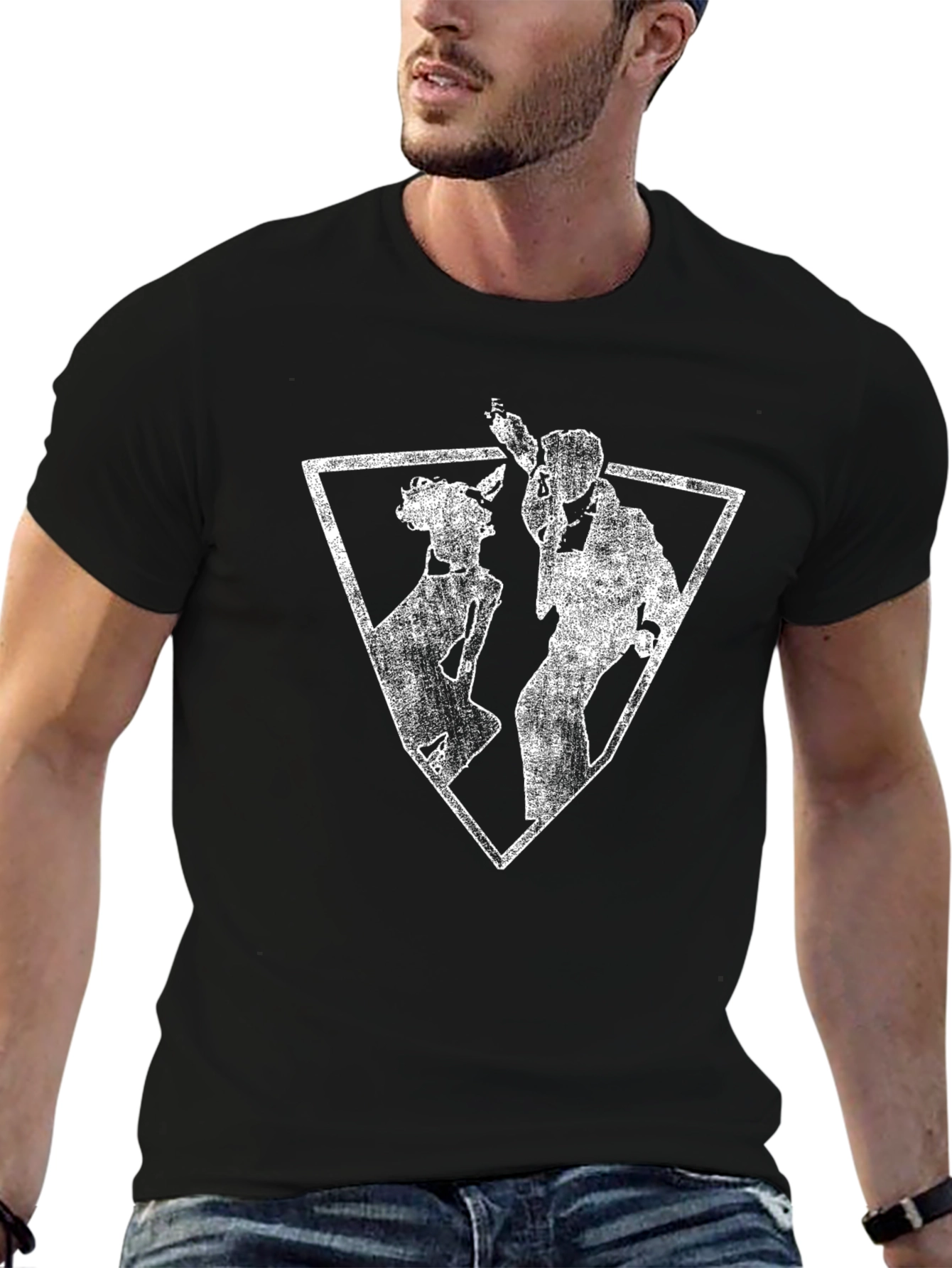 Abstract Silhouette Graphic Tee - Black