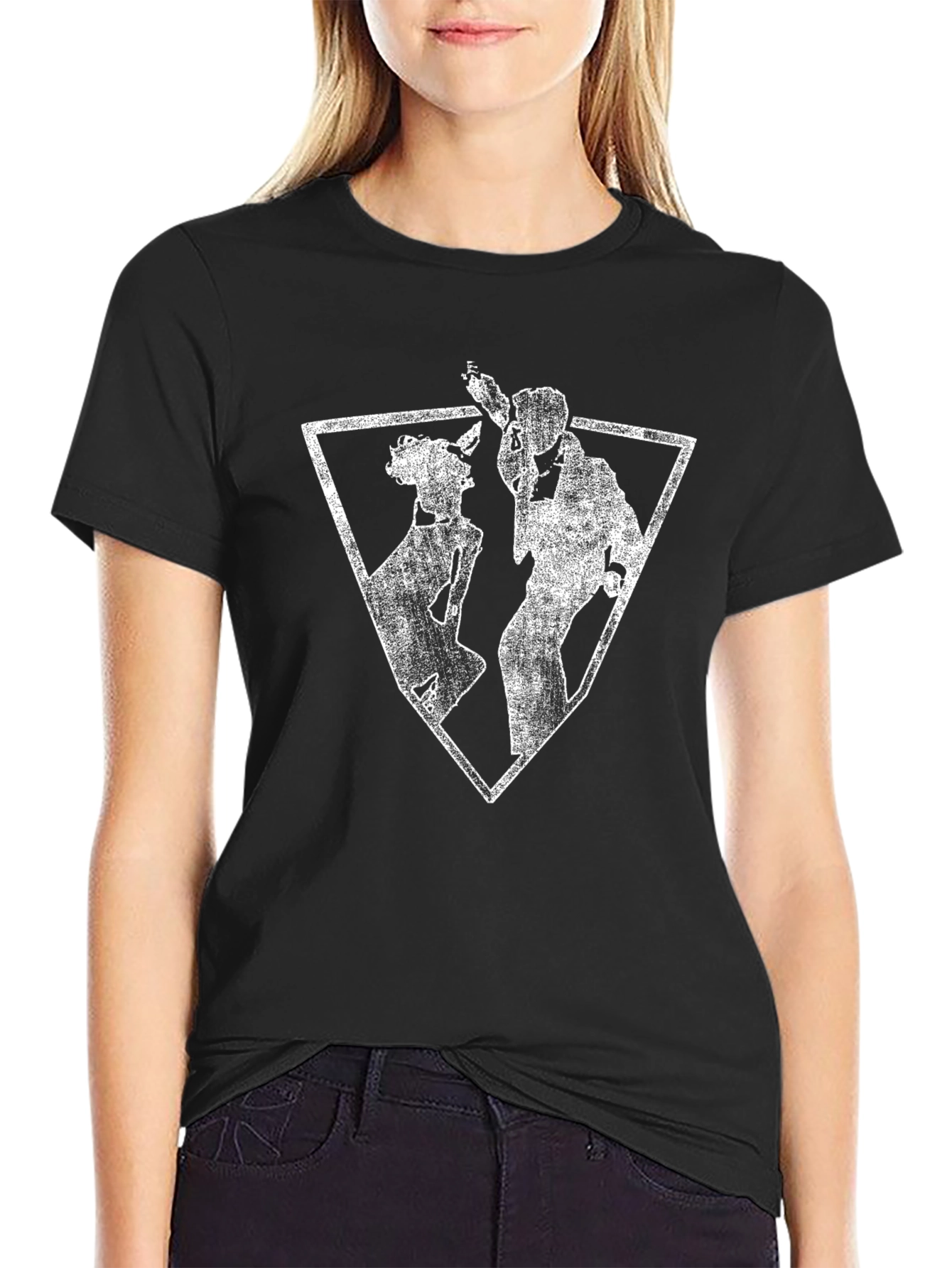 Abstract Silhouette Graphic Tee - Black