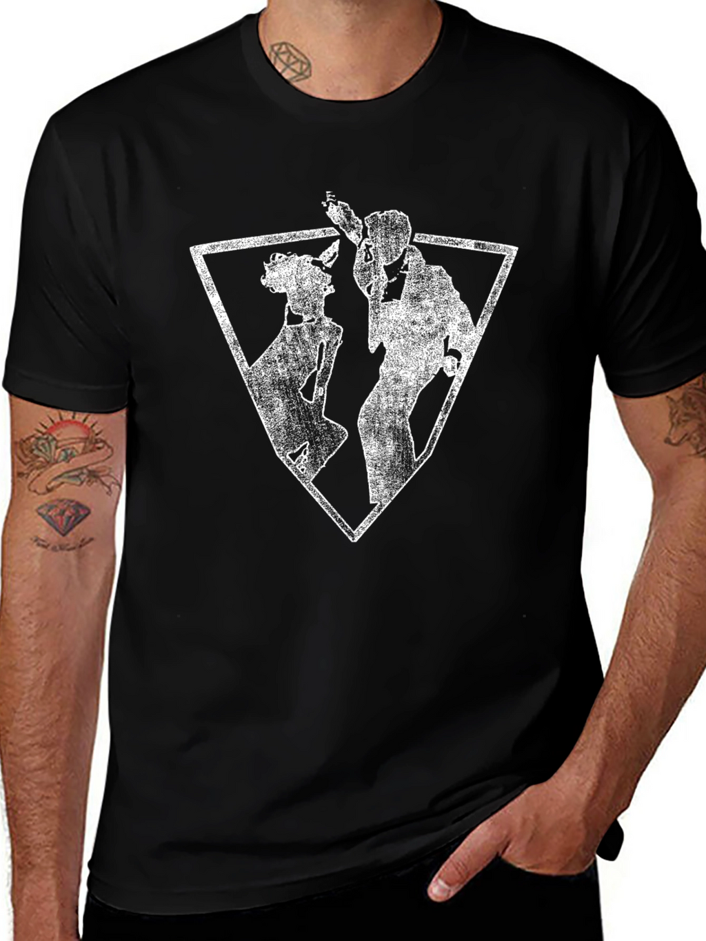 Abstract Silhouette Graphic Tee - Black