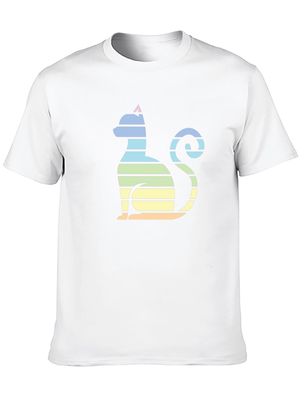 Striped Cat Graphic Tee - Mens Black T-Shirt