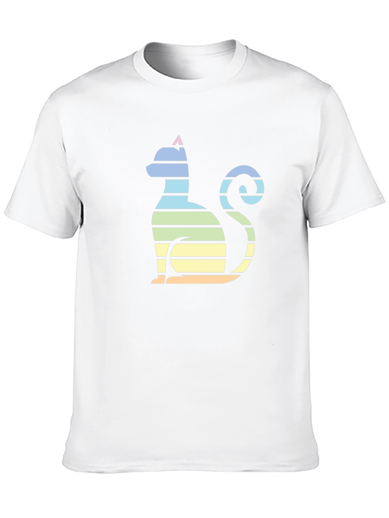 Striped Cat Graphic Tee - Mens Black T-Shirt