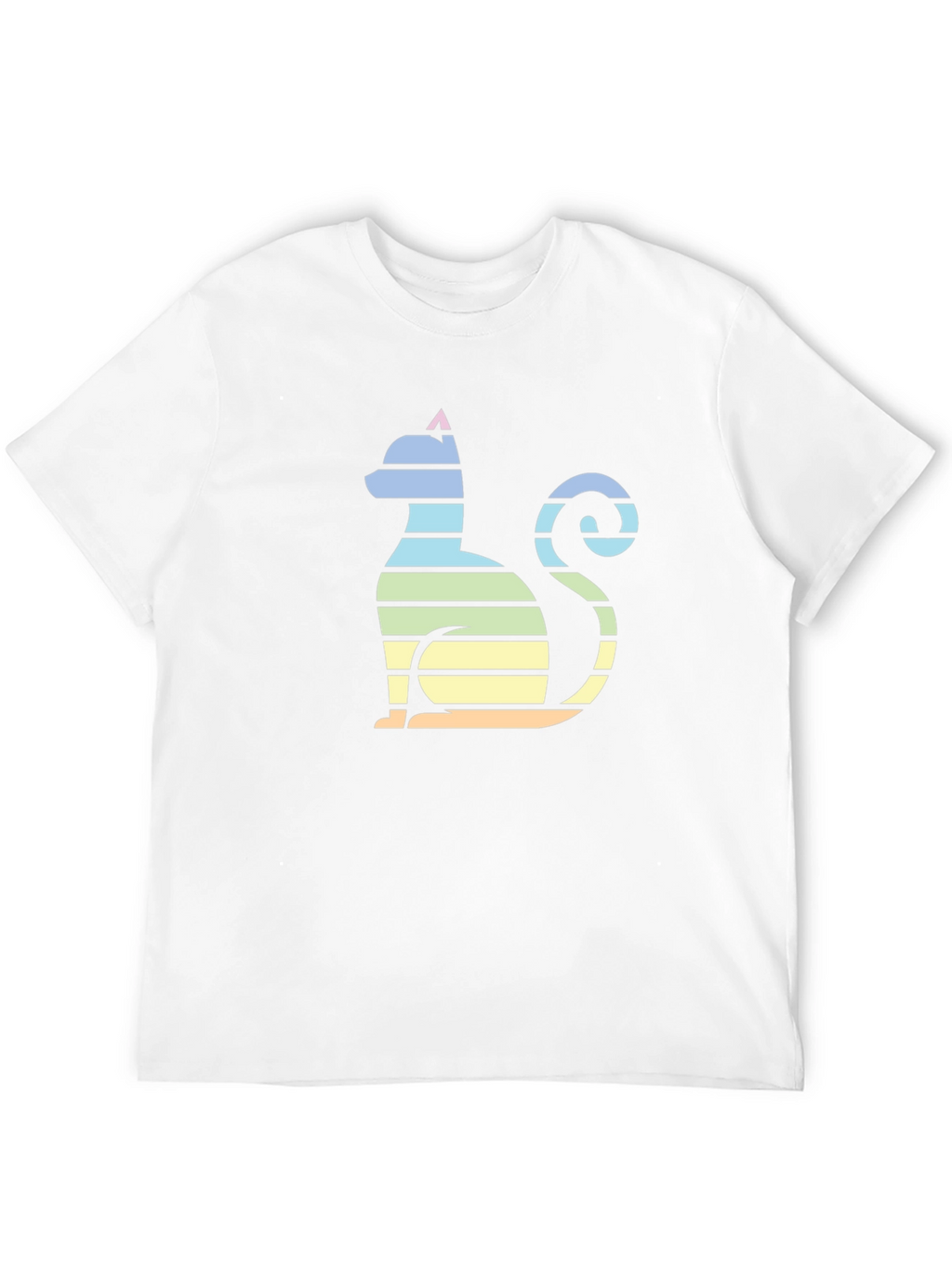 Striped Cat Graphic Tee - Mens Black T-Shirt